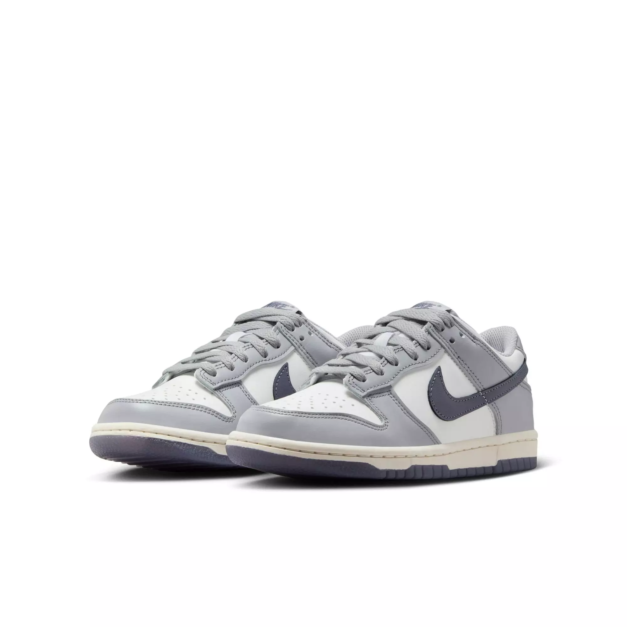 Nike Dunk Low "Summit White/Light Carbon/Wolf Grey" Grade School Boys' Shoe - WHITE/GREY