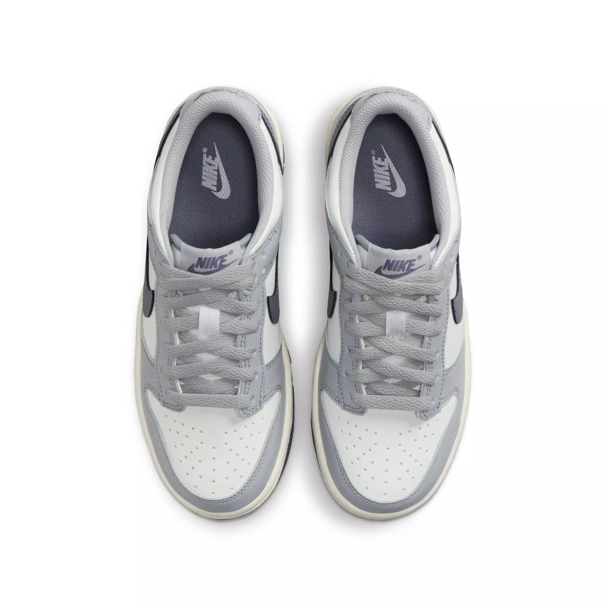 Nike Dunk Low "Summit White/Light Carbon/Wolf Grey" Grade School Boys' Shoe - WHITE/GREY