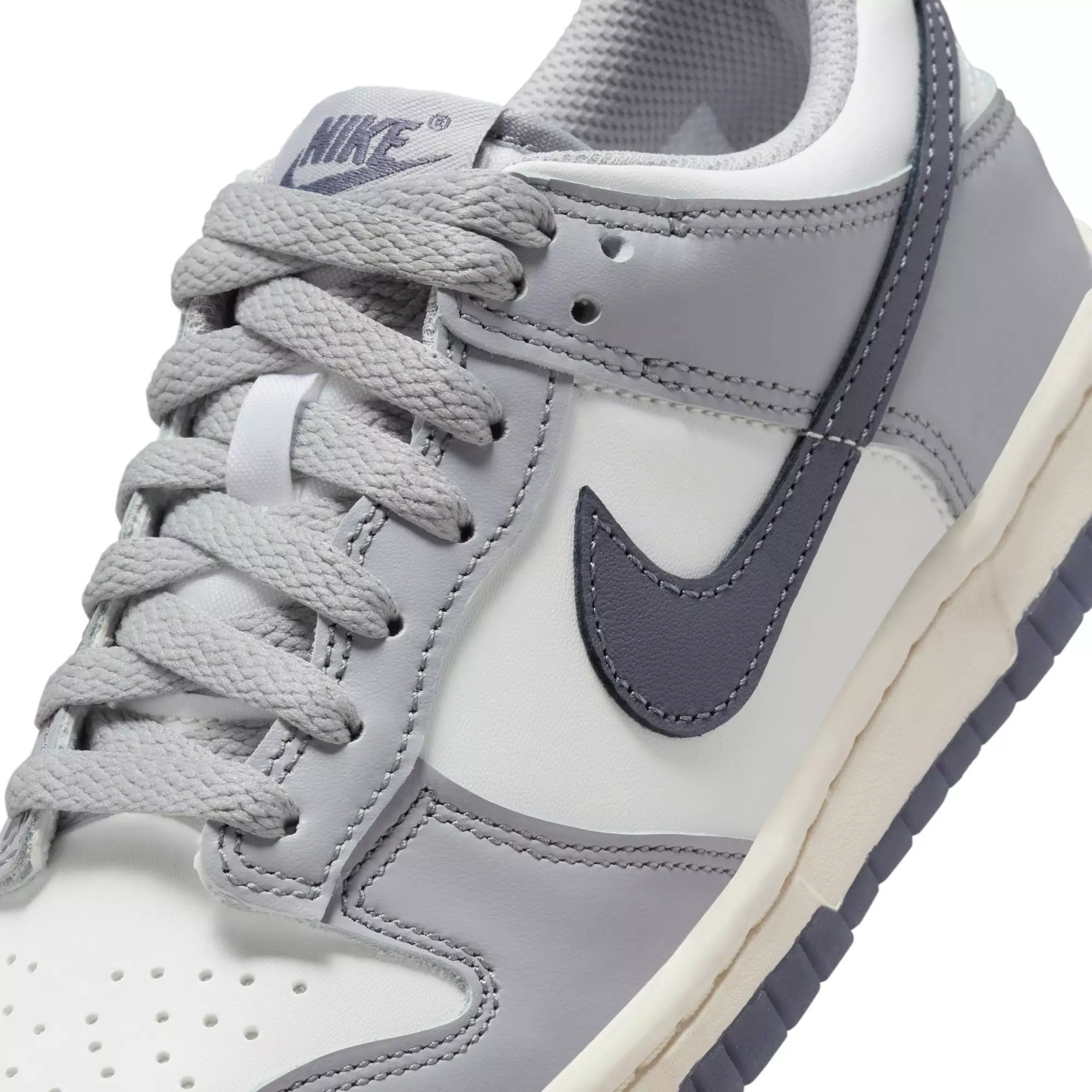 Nike Dunk Low "Summit White/Light Carbon/Wolf Grey" Grade School Boys' Shoe - WHITE/GREY