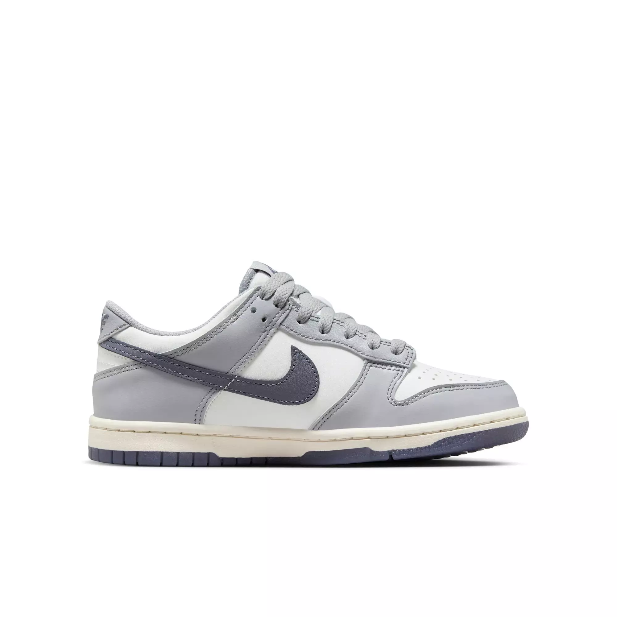 Nike Dunk Low "Summit White/Light Carbon/Wolf Grey" Grade School Boys' Shoe - WHITE/GREY