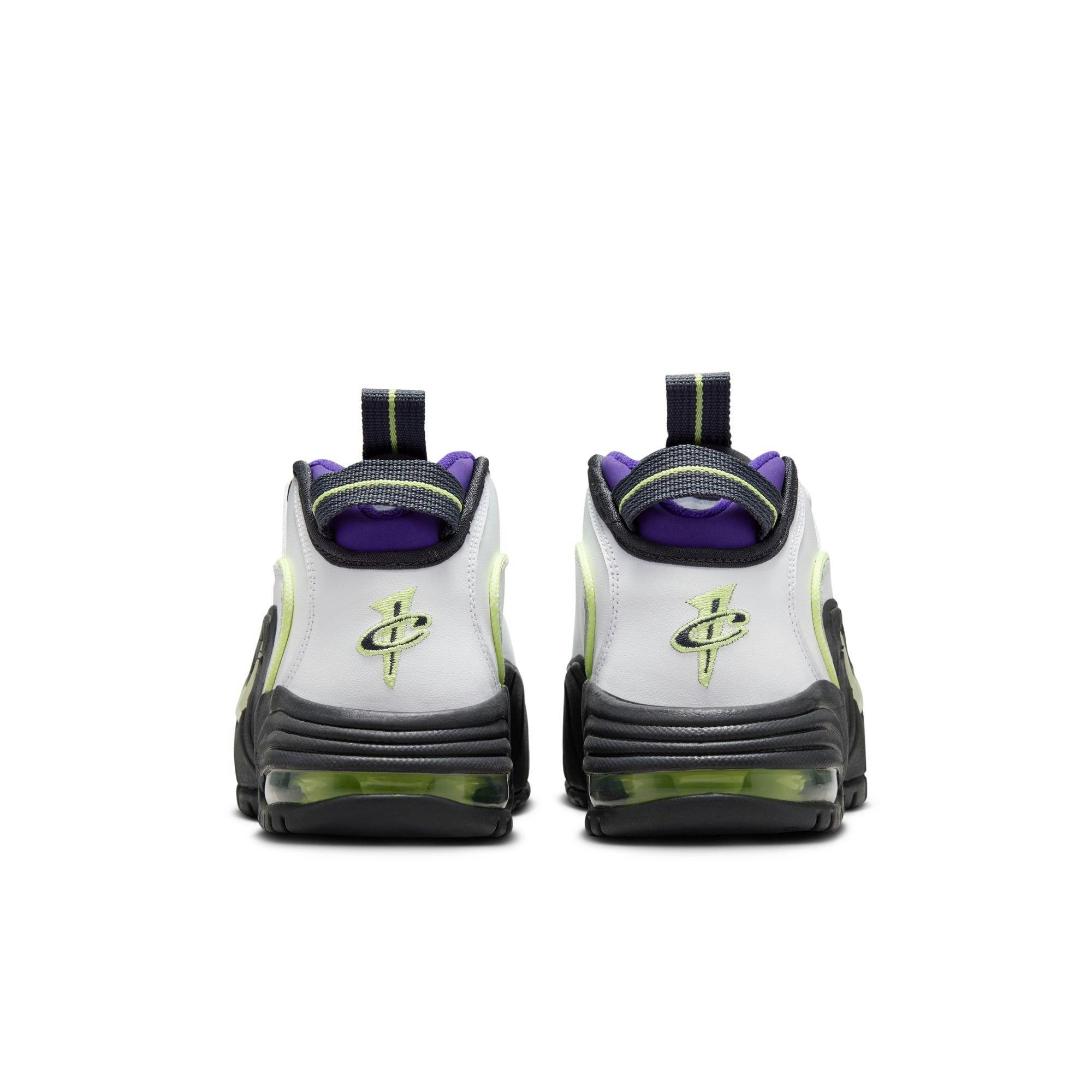 Nike Air Max Penny 1 "Penny Story" Grade School Kids' Shoe - WHITE/LEMON TWIST/FIELD PURPLE Thumbnail View 8