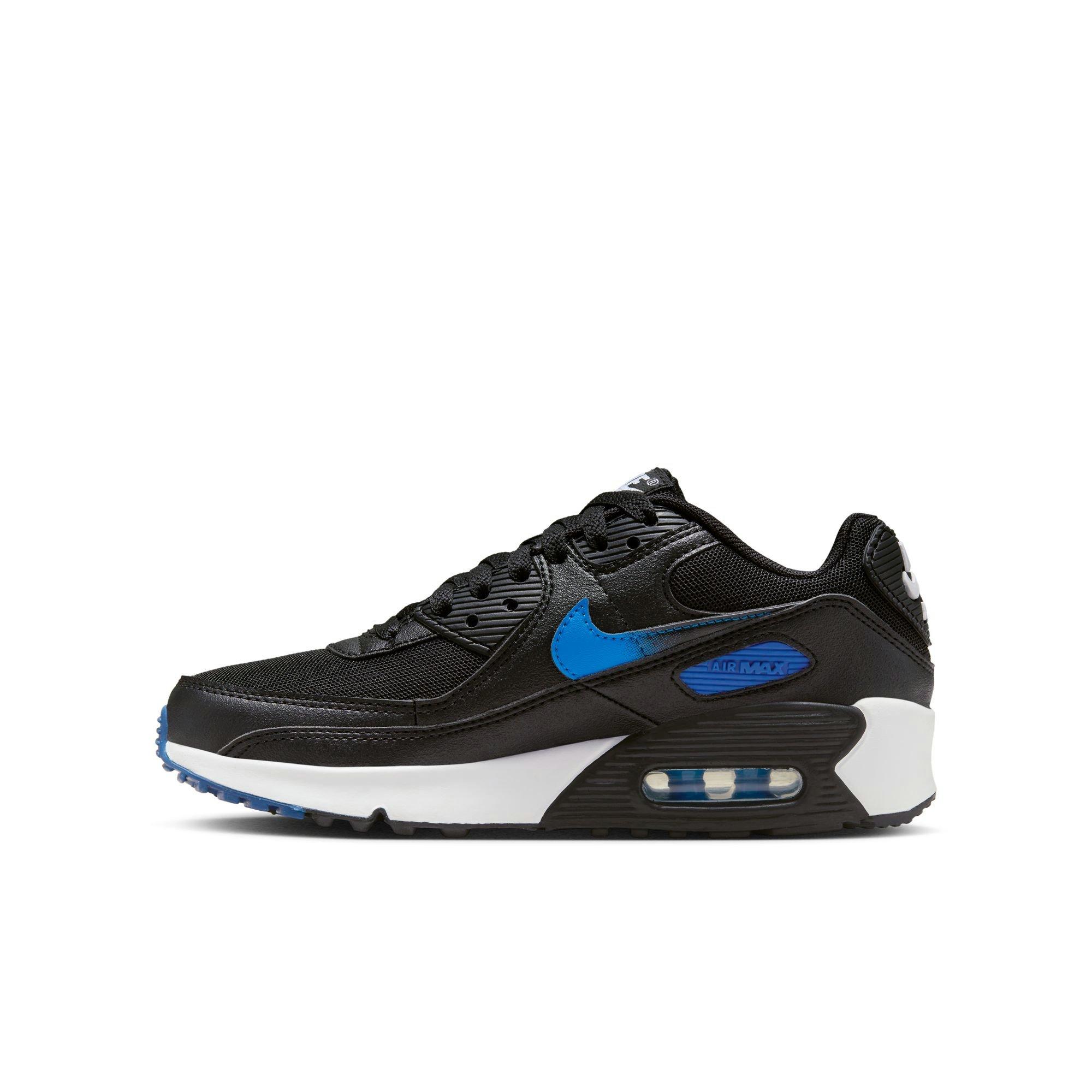 Nike Air Max 90 "Black/Photo Blue/Court Blue/White" Grade School Boys' Shoe - BLACK/BLUE Thumbnail View 4