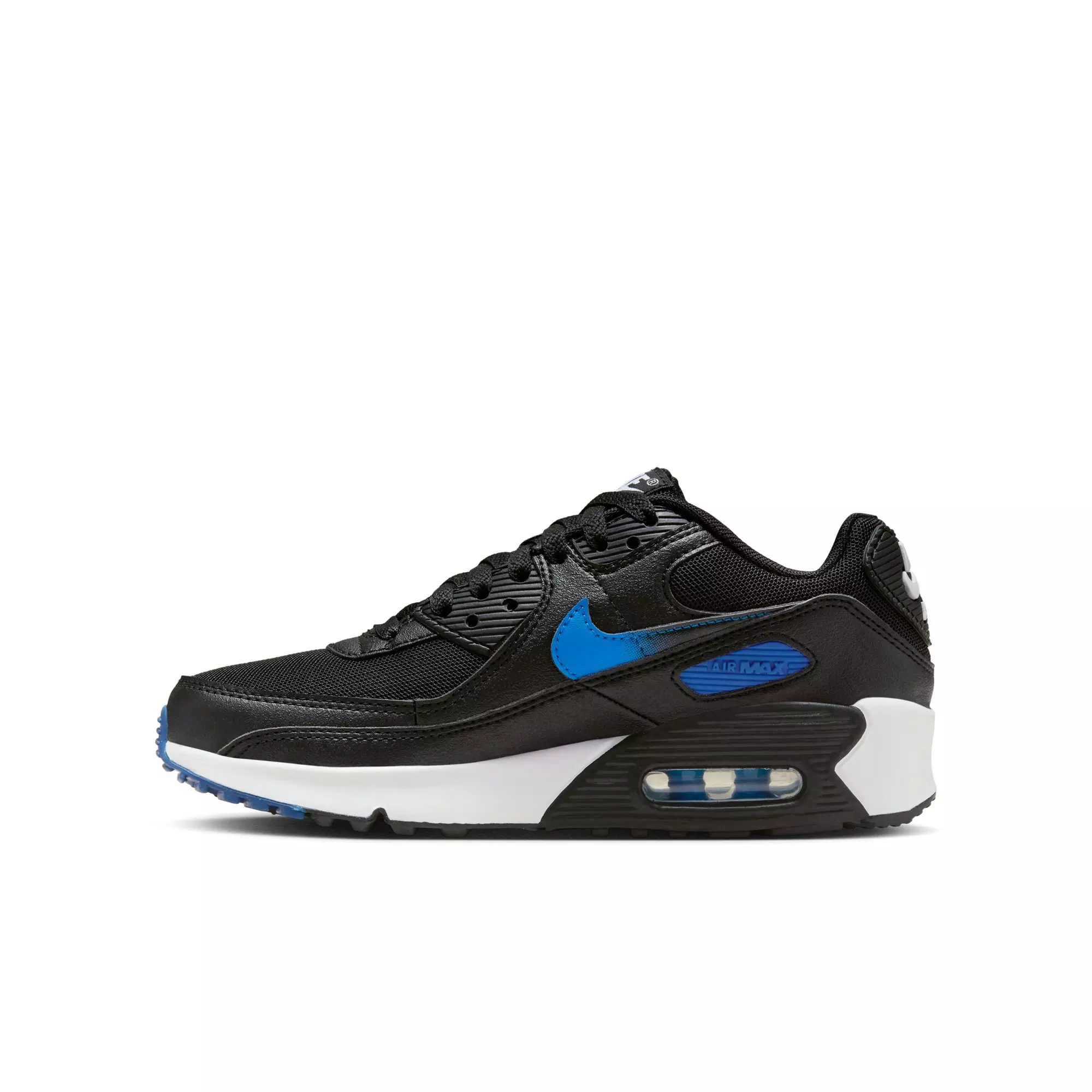 Nike Air Max 90 "Black/Photo Blue/Court Blue/White" Grade School Boys' Shoe - BLACK/BLUE