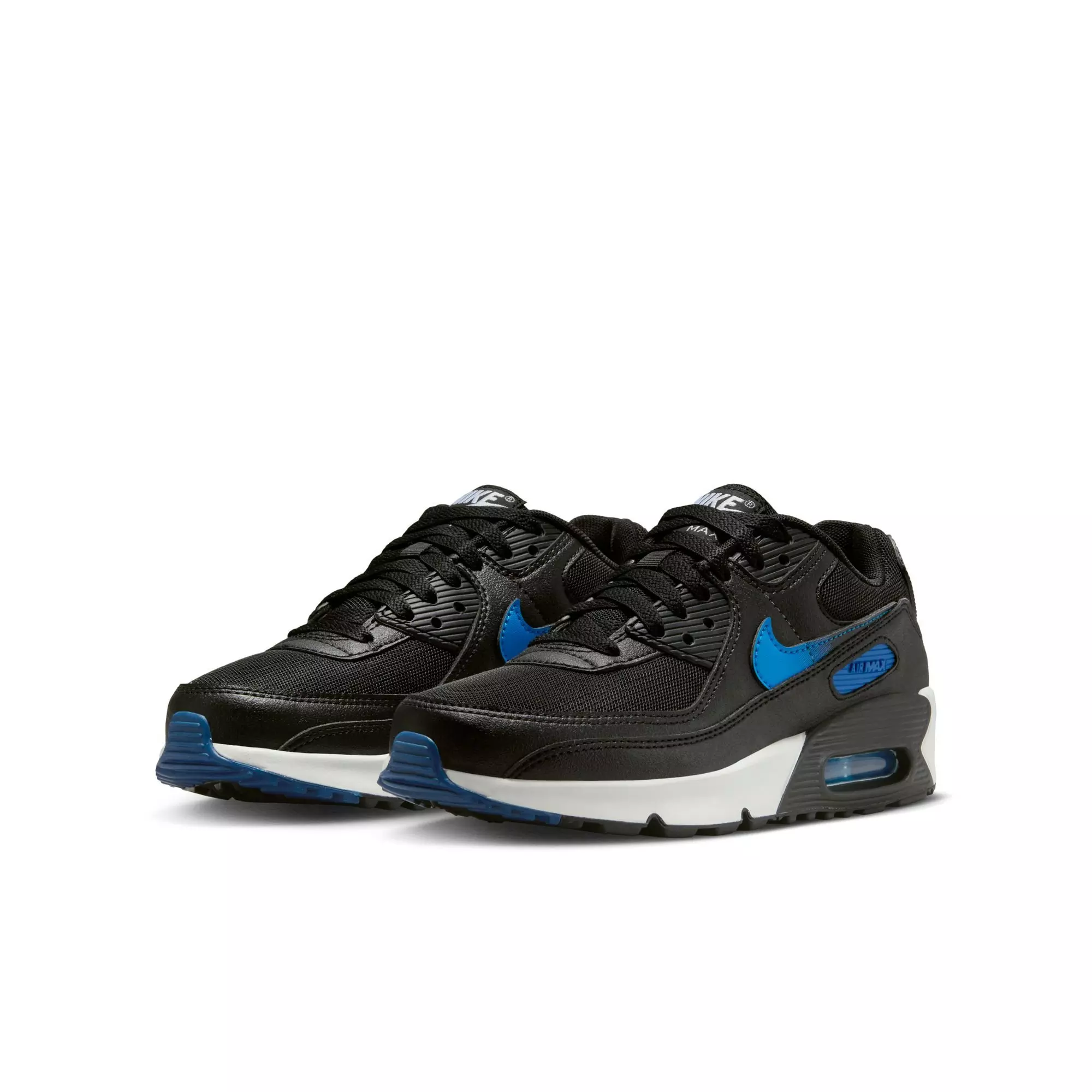 Nike Air Max 90 "Black/Photo Blue/Court Blue/White" Grade School Boys' Shoe - BLACK/BLUE
