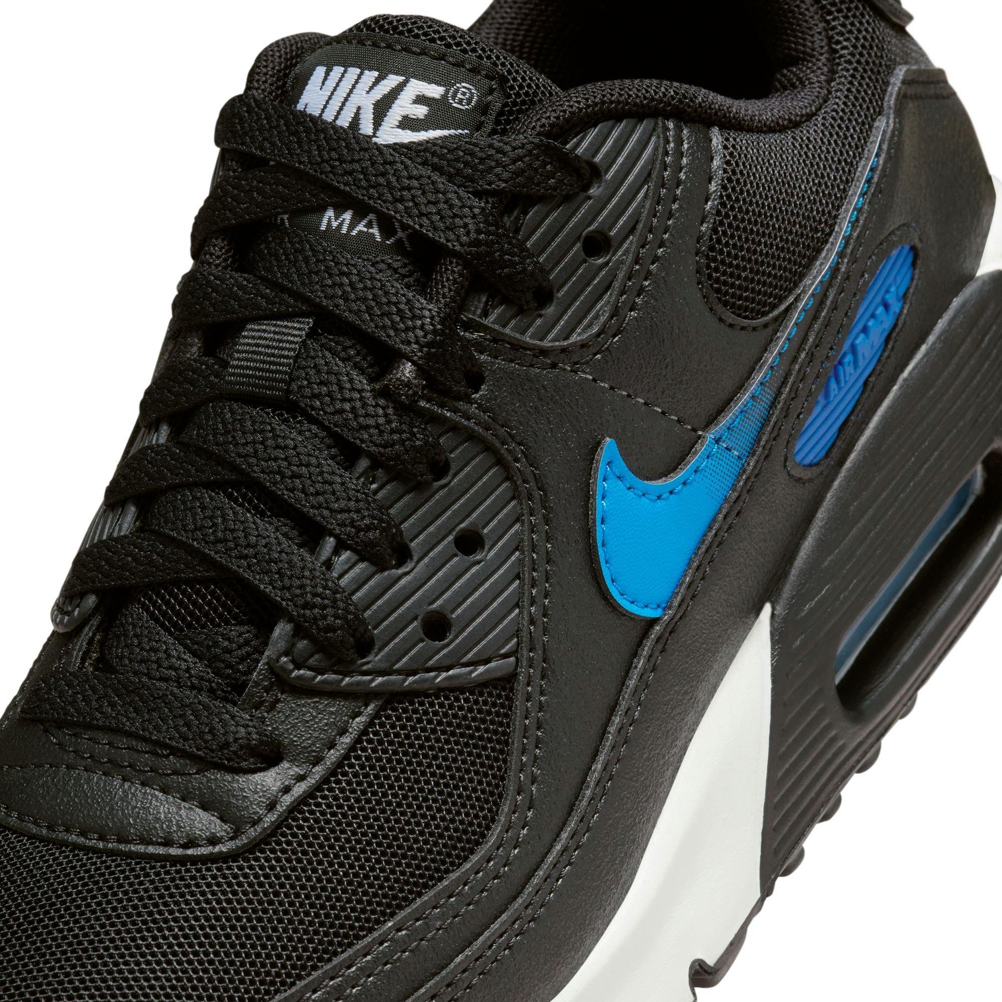 Nike Air Max 90 "Black/Photo Blue/Court Blue/White" Grade School Boys' Shoe - BLACK/BLUE Thumbnail View 9