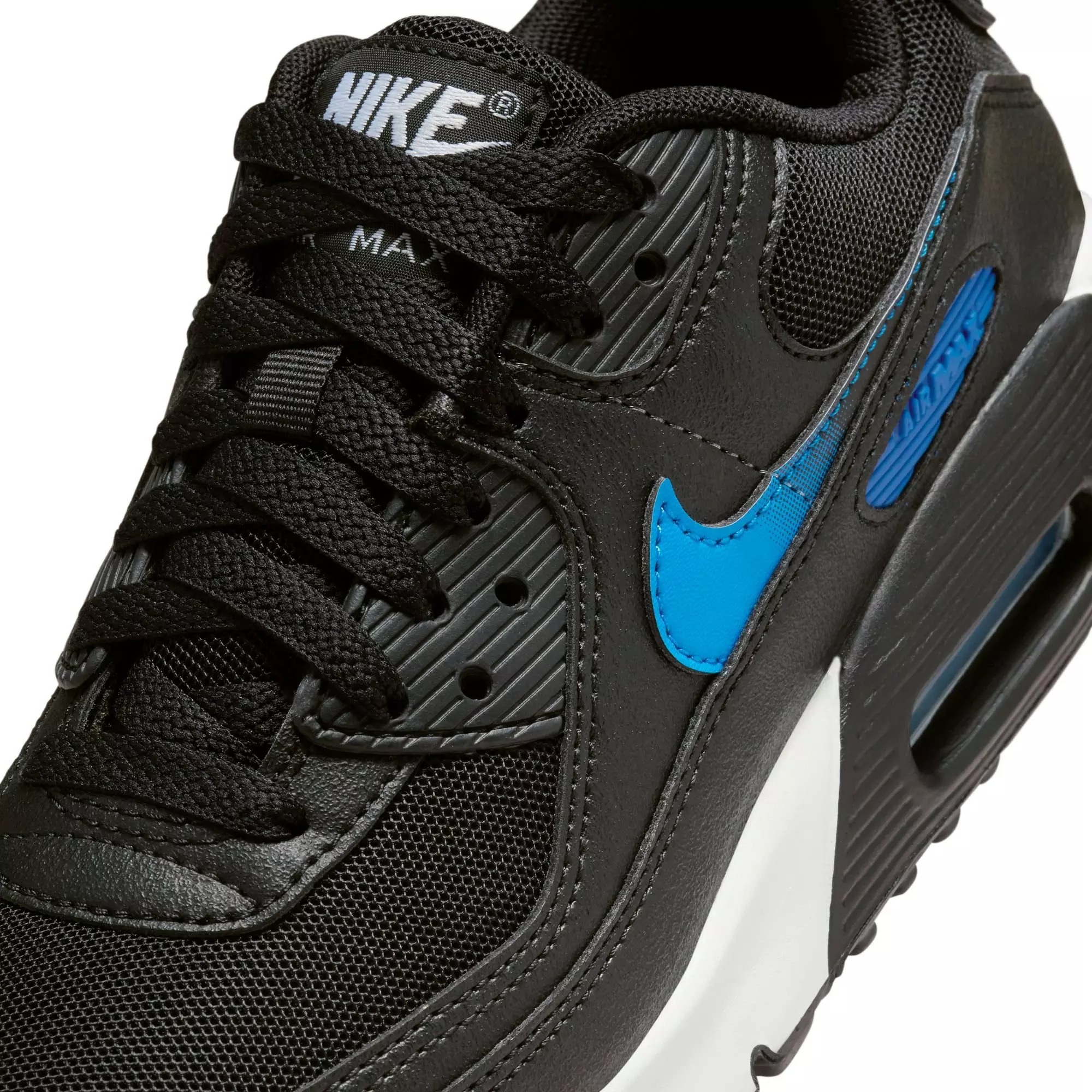 Nike Air Max 90 "Black/Photo Blue/Court Blue/White" Grade School Boys' Shoe - BLACK/BLUE