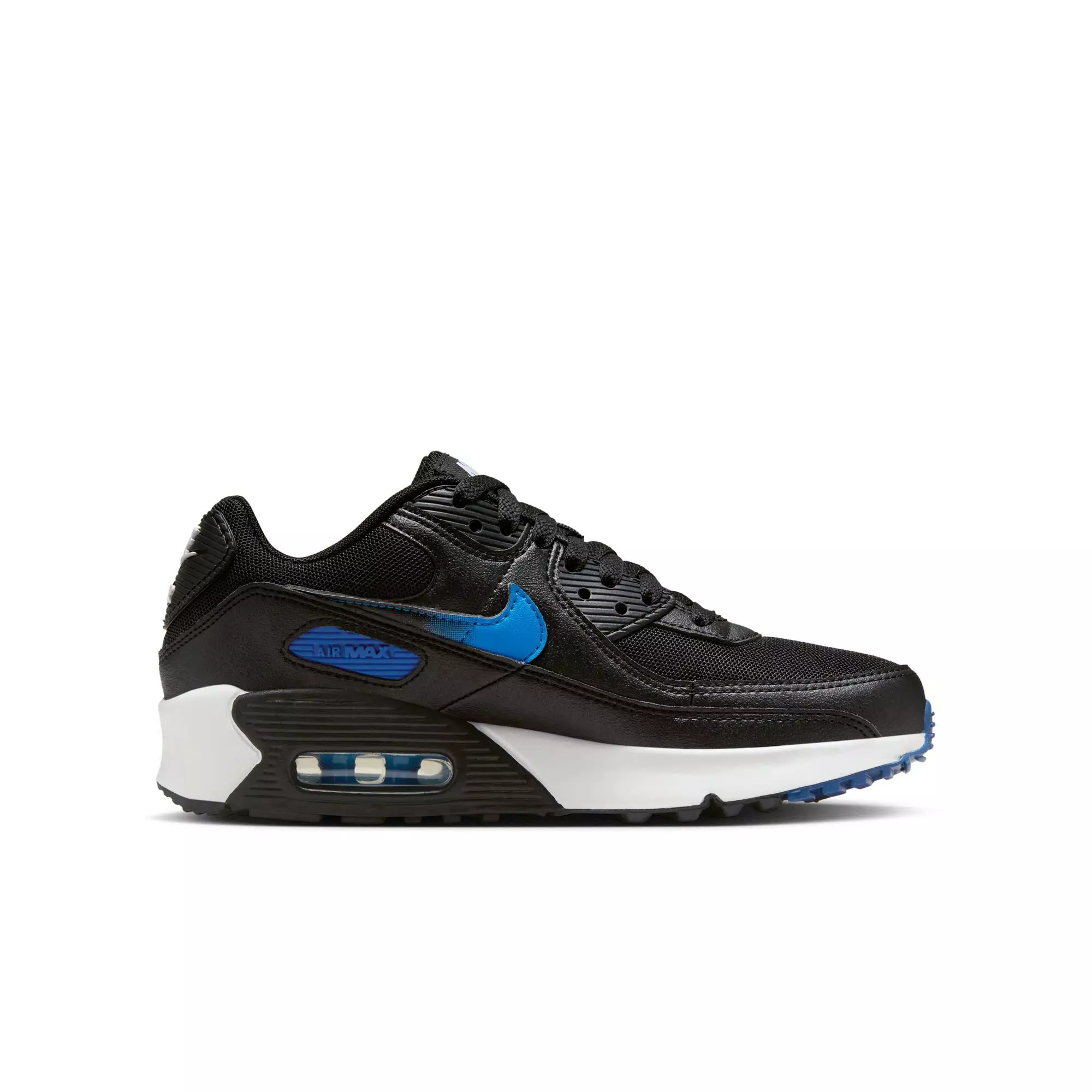 Nike Air Max 90 "Black/Photo Blue/Court Blue/White" Grade School Boys' Shoe - BLACK/BLUE