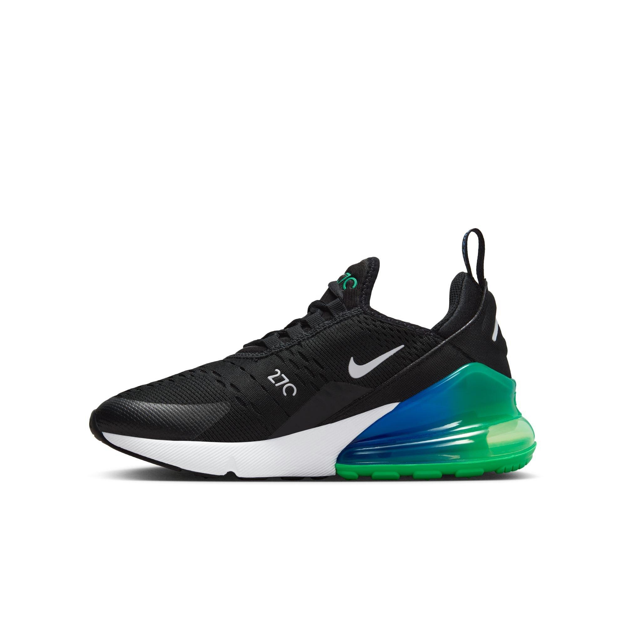 Nike Air Max 270 Black White Malachite Photo Blue Grade School Boys Shoe