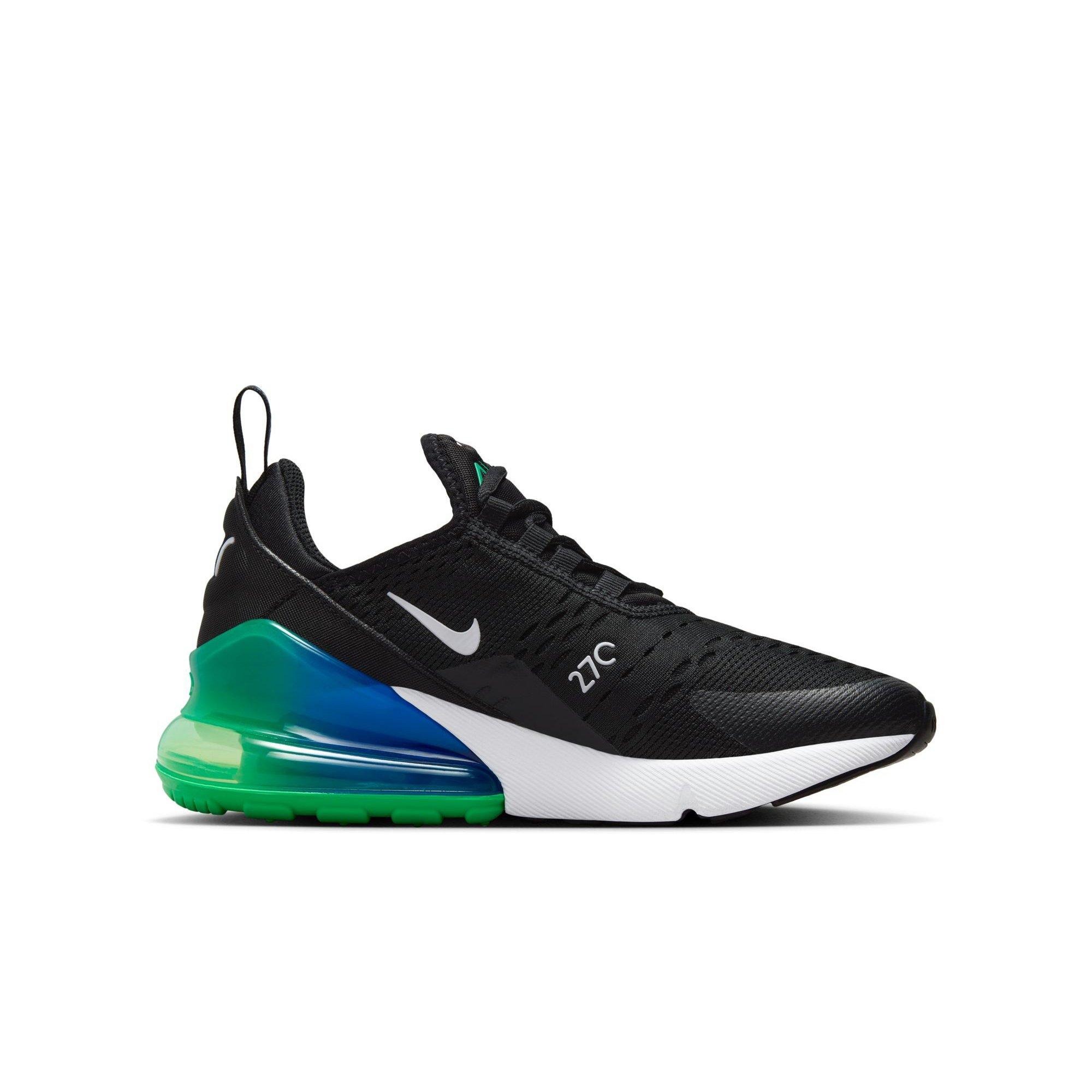 Nike Air Max 270 Black White Malachite Photo Blue Grade School Boys Shoe Hibbett