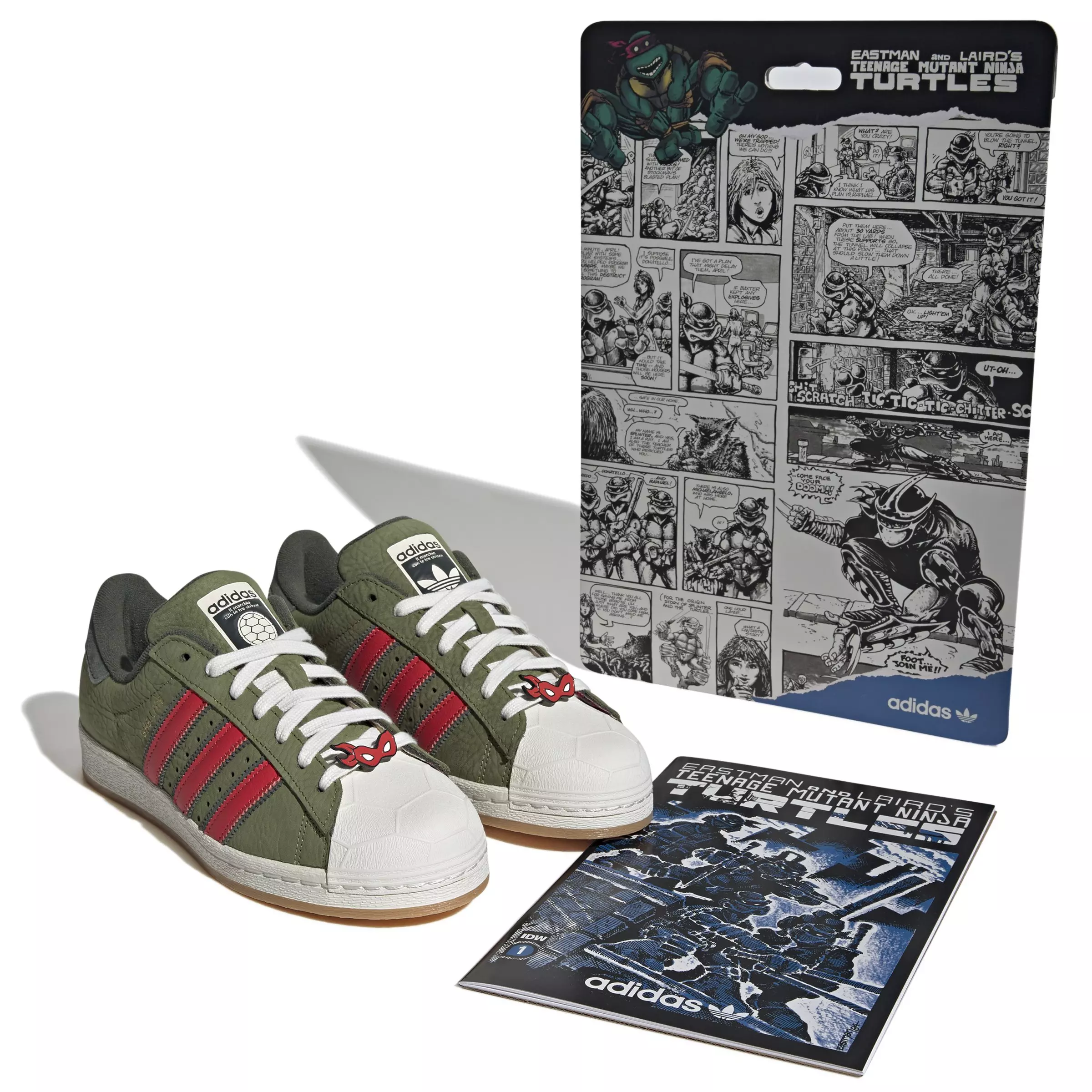 adidas Originals Superstar "TMNT Shell-toe" Grade School Kids' Shoe - GREEN/RED/WHITE