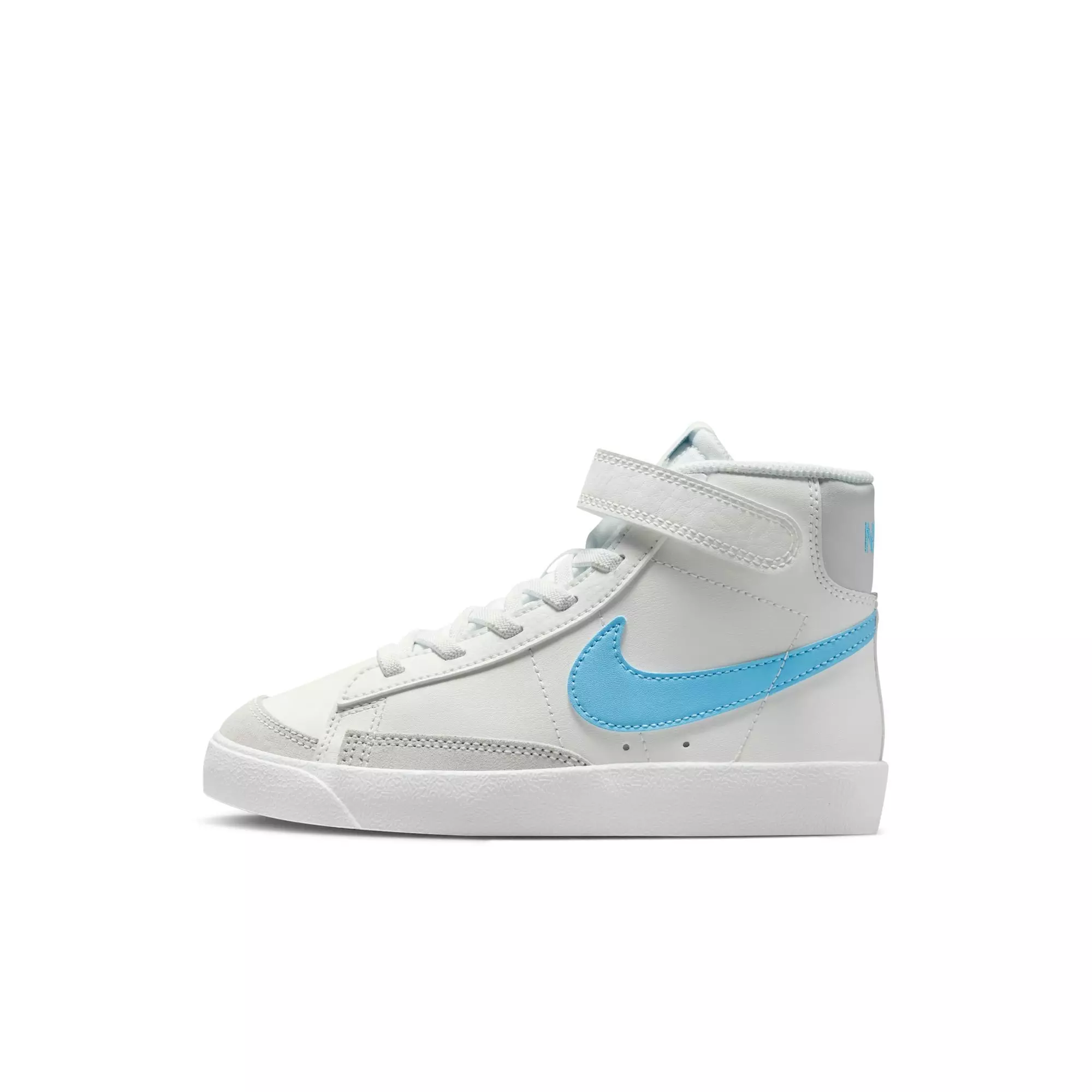 Nike Blazer Mid '77 "Summit White/Aquarius Blue/Photon Dust" Preschool Boys' Shoe - WHITE/LT BLUE