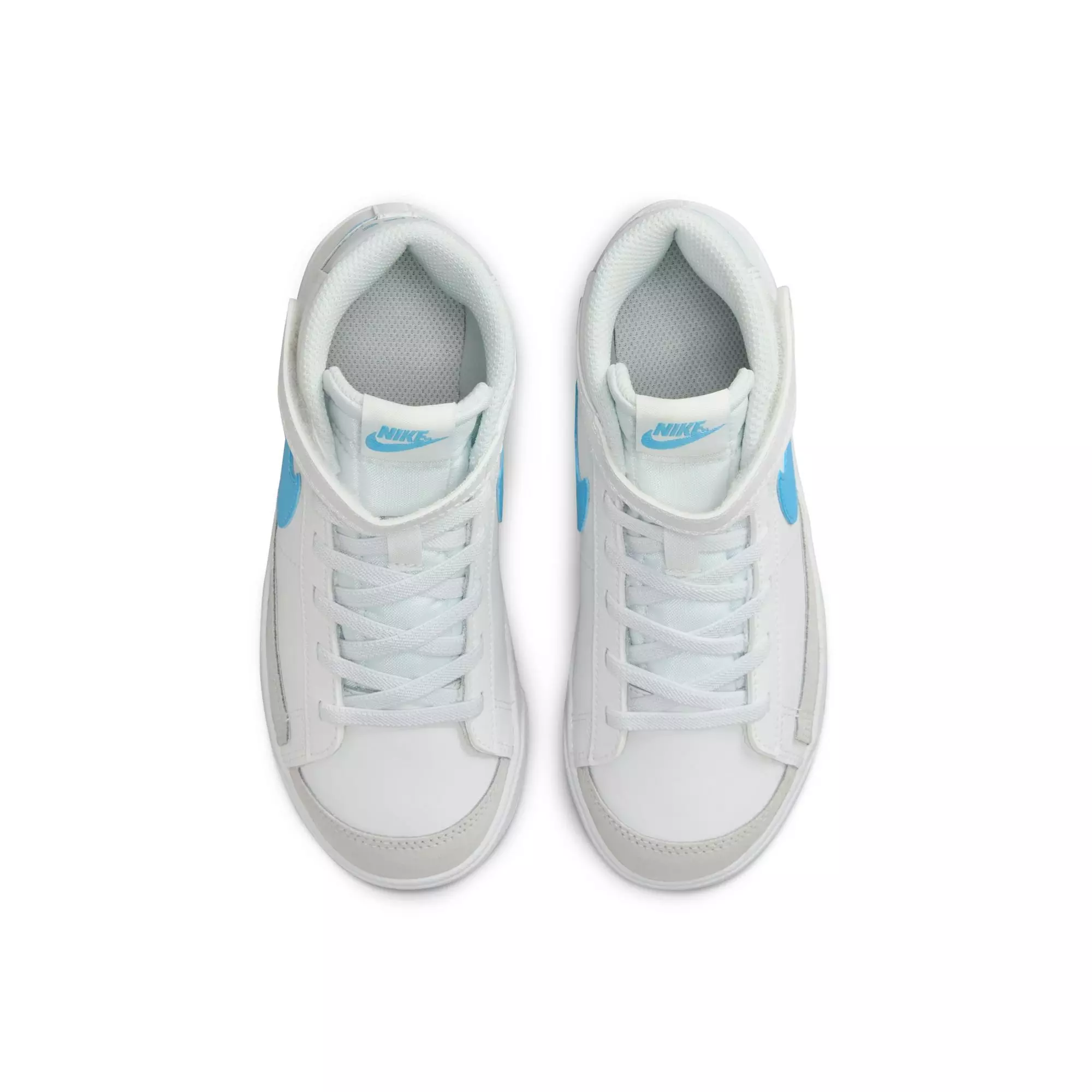 Nike Blazer Mid '77 "Summit White/Aquarius Blue/Photon Dust" Preschool Boys' Shoe - WHITE/LT BLUE