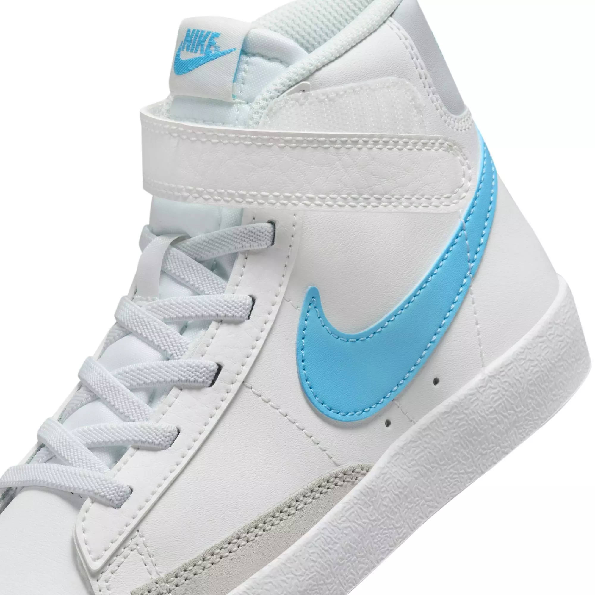 Nike Blazer Mid '77 "Summit White/Aquarius Blue/Photon Dust" Preschool Boys' Shoe - WHITE/LT BLUE