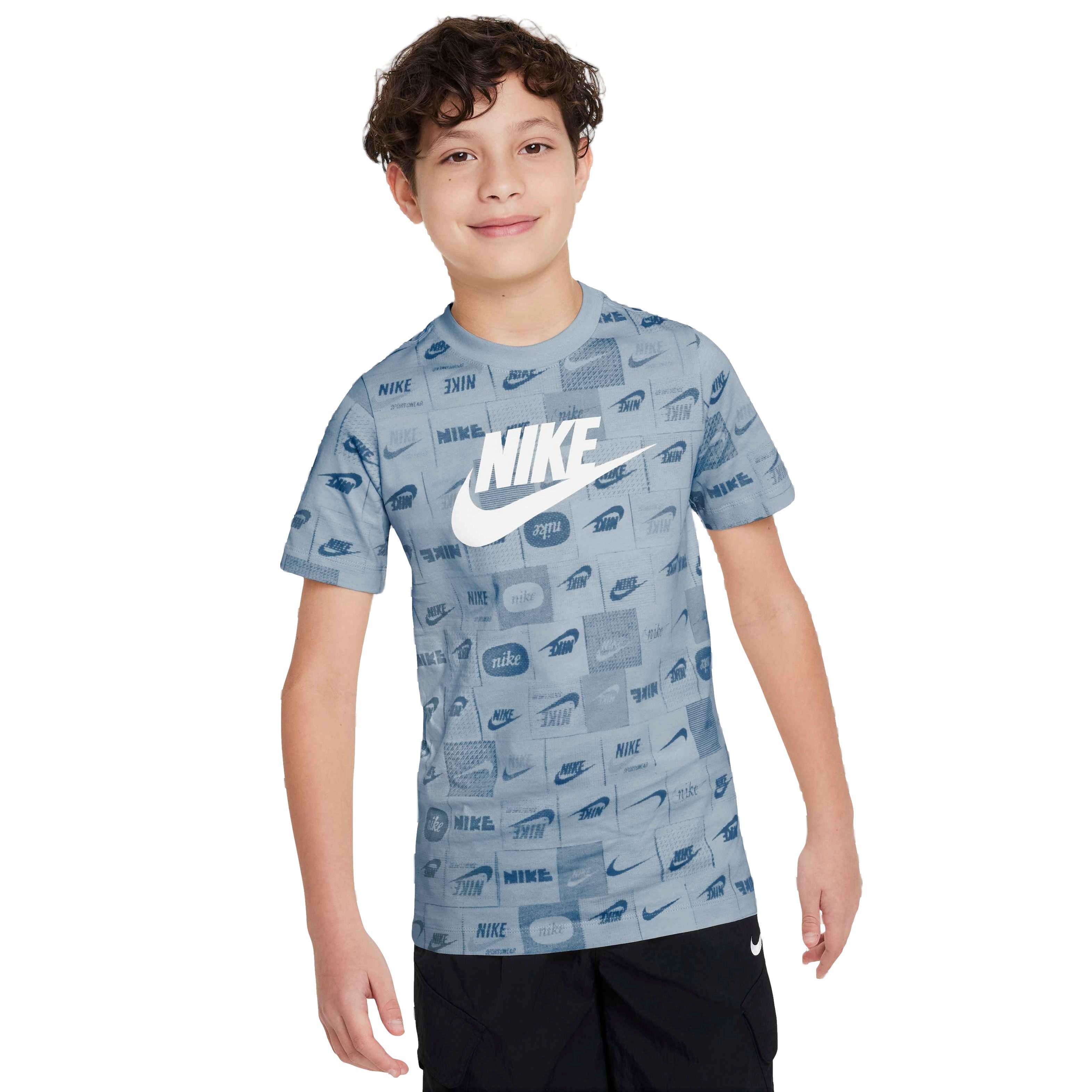 Nike Futura Printed Big Boys' Blue Tee