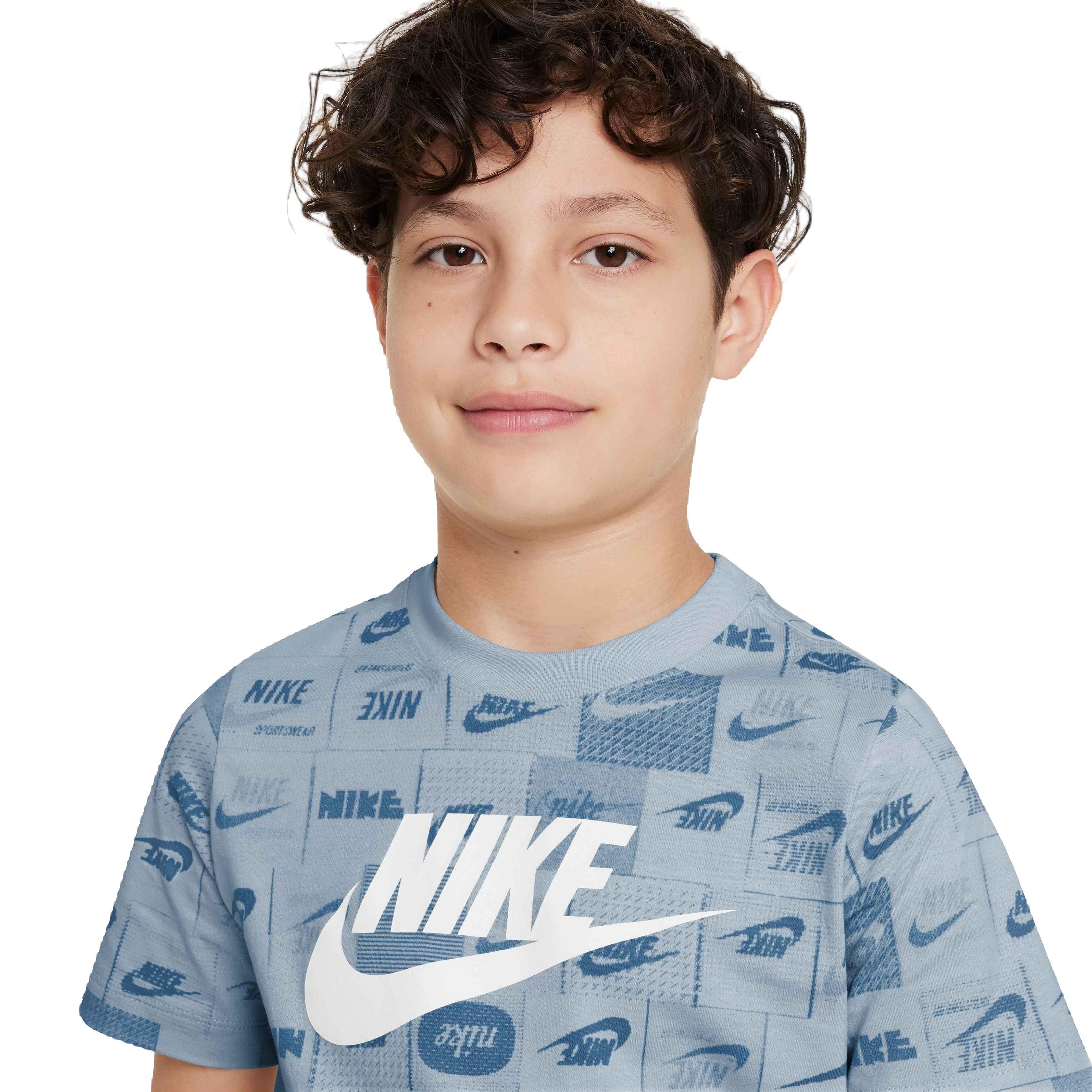 Nike Futura Printed Big Boys' Blue Tee