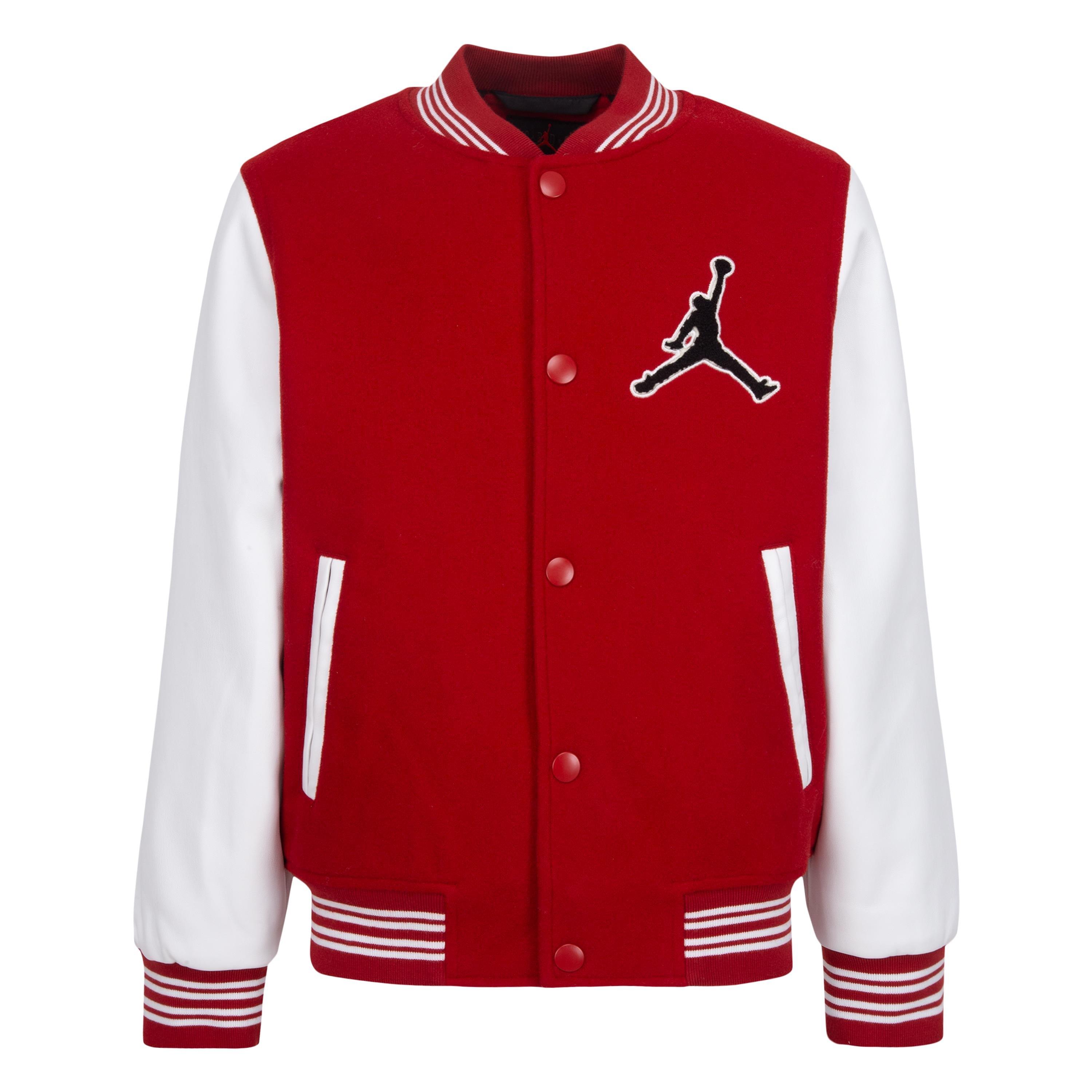 Jordan varsity jacket shop red and black