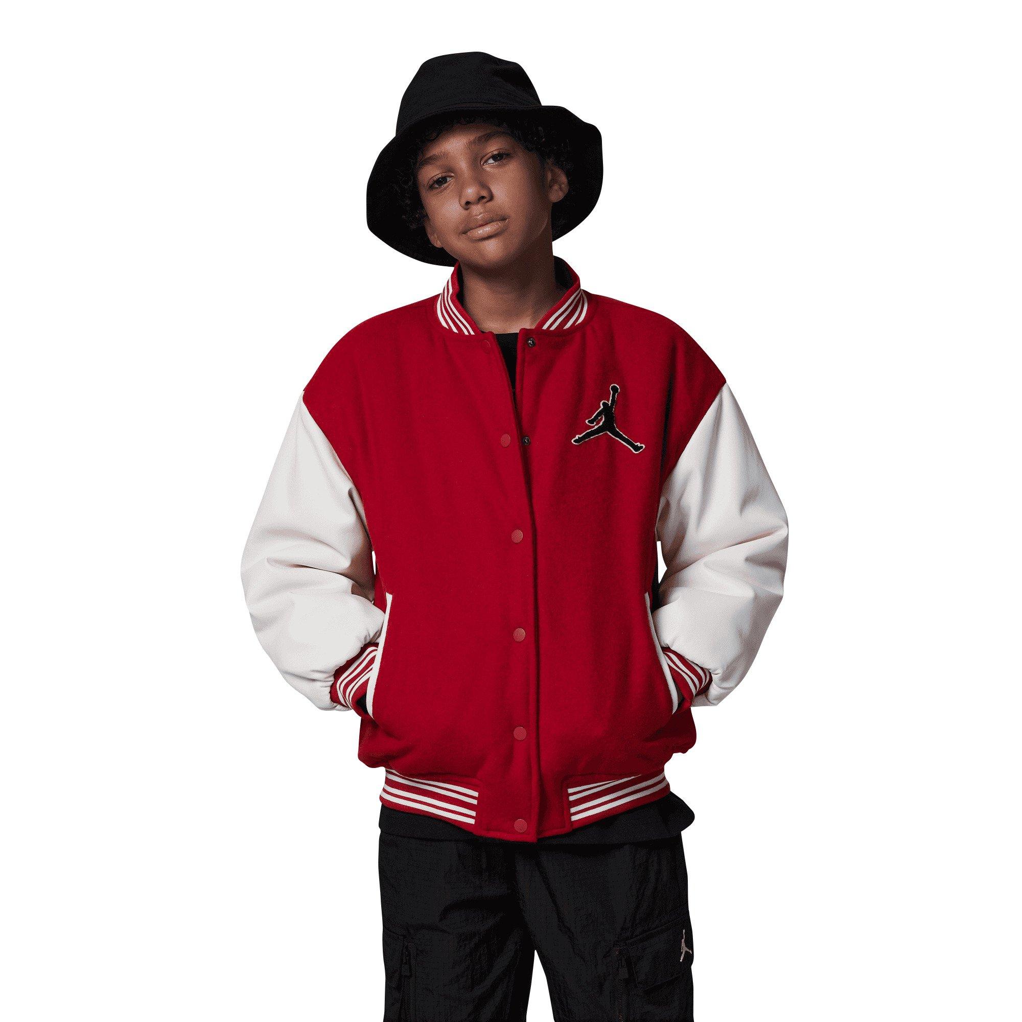 Jordan varsity jacket shop red and black