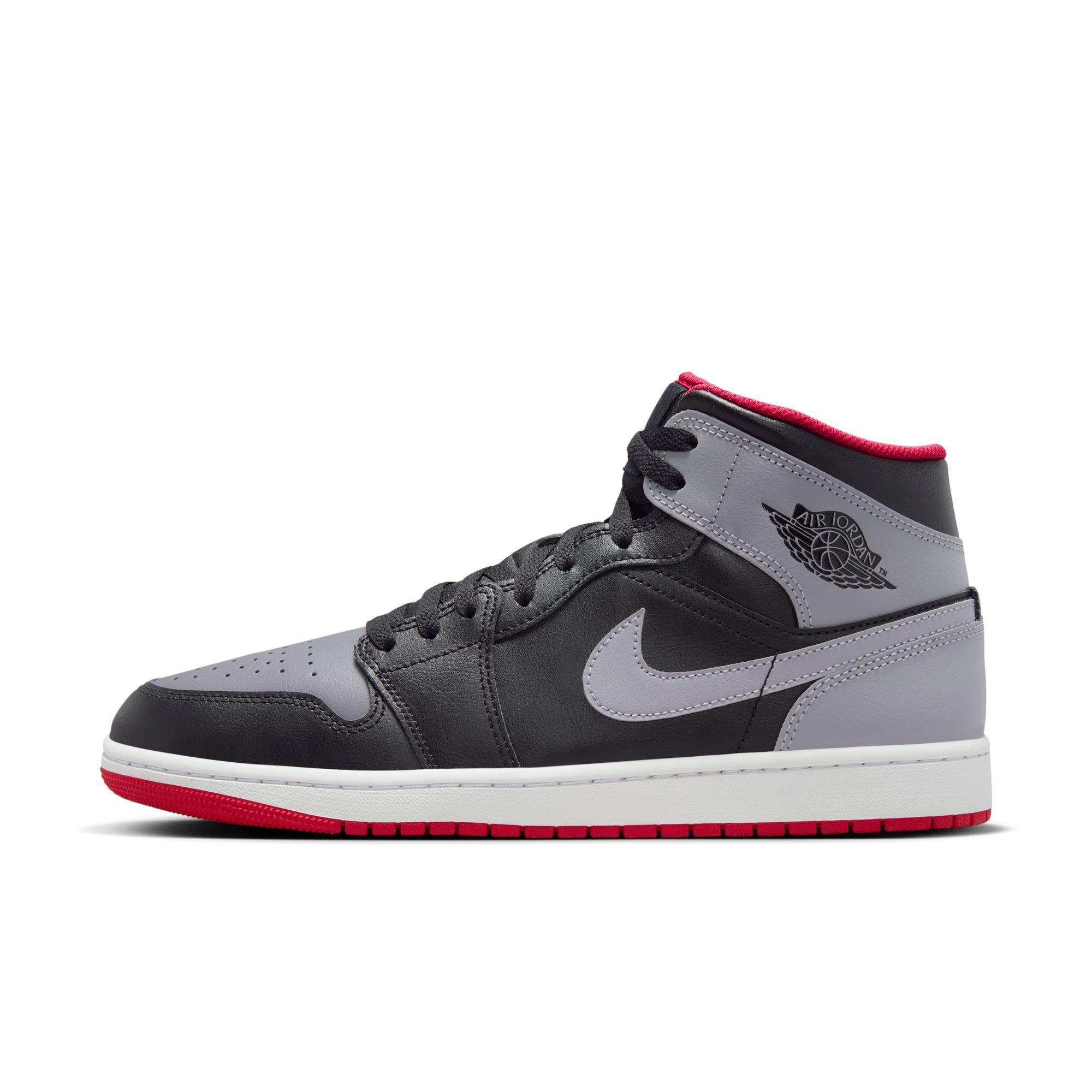 Jordan 1 Mid Black Cement Grey Fire Red White Men s Shoe Hibbett