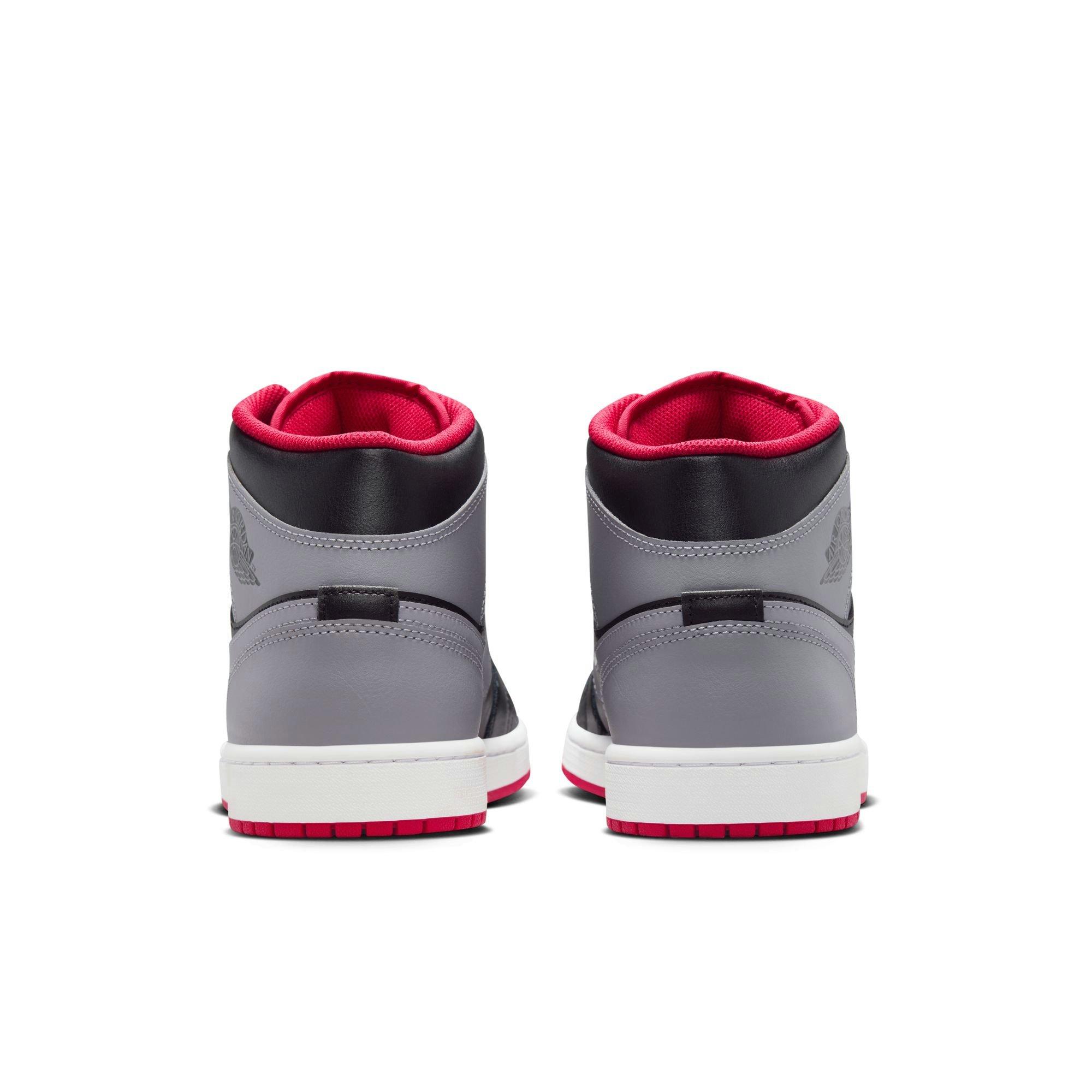 Jordan 1 Mid "Black/Cement Grey/Fire Red/White" Men's Shoe - BLACK/GREY/RED Thumbnail View 6