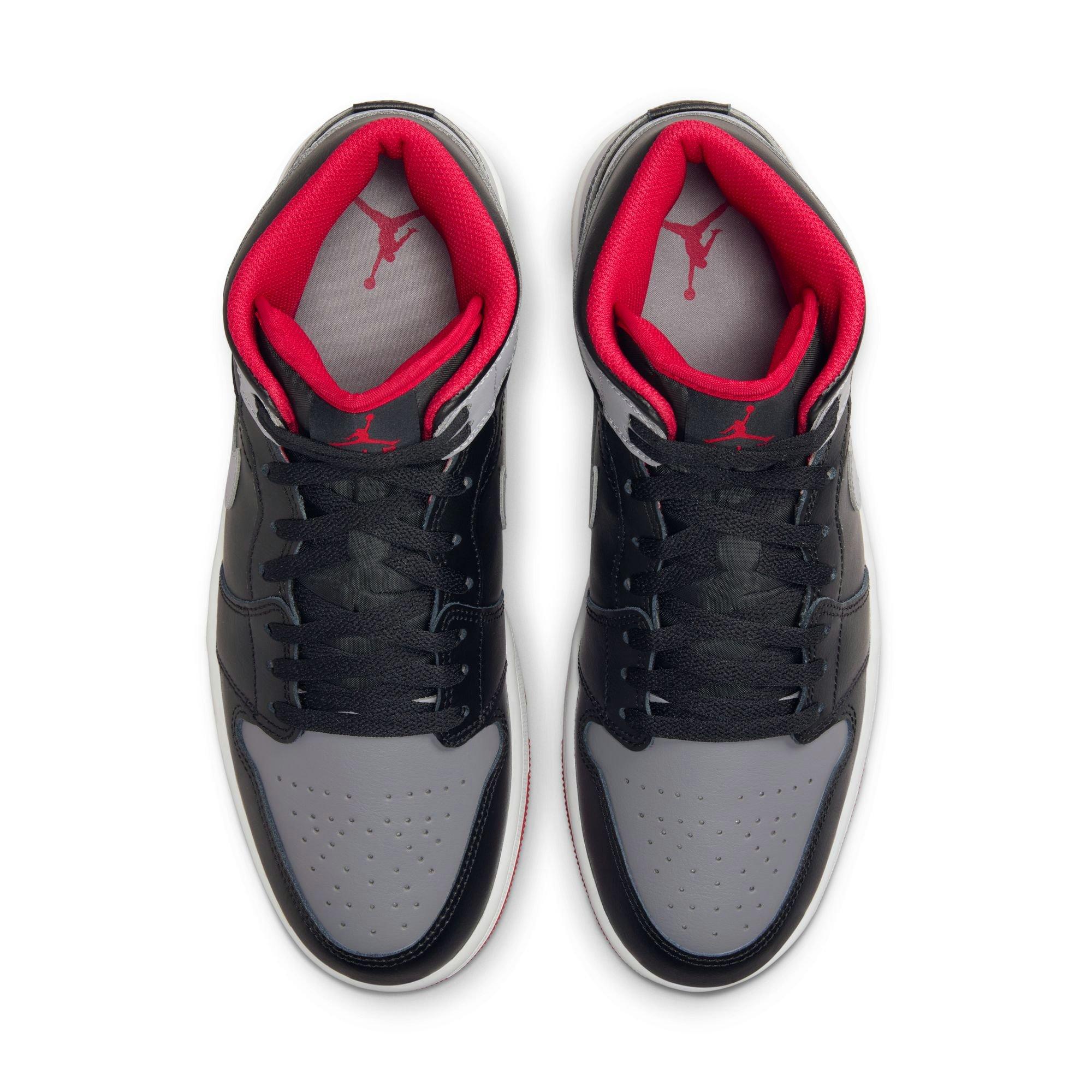Jordan 1 Mid "Black/Cement Grey/Fire Red/White" Men's Shoe - BLACK/GREY/RED Thumbnail View 7