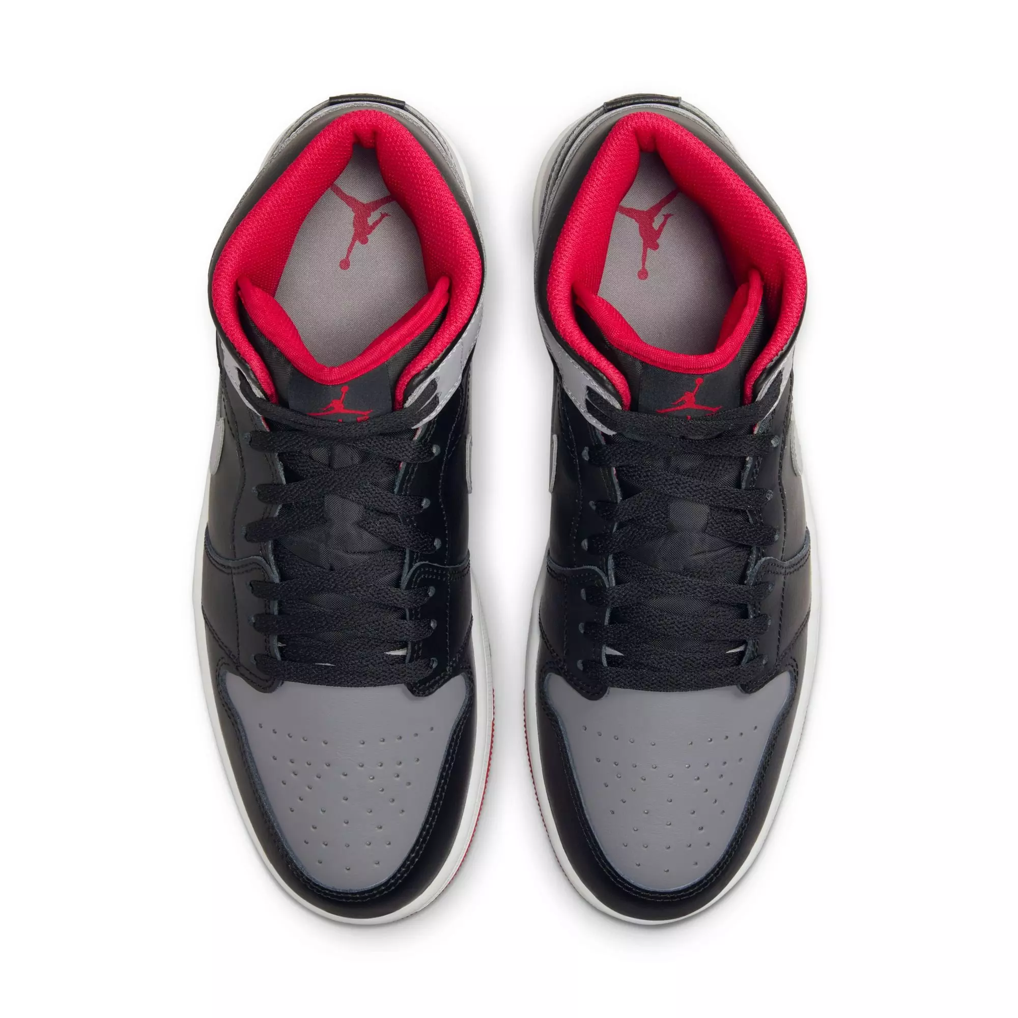 Jordan 1 Mid "Black/Cement Grey/Fire Red/White" Men's Shoe - BLACK/GREY/RED