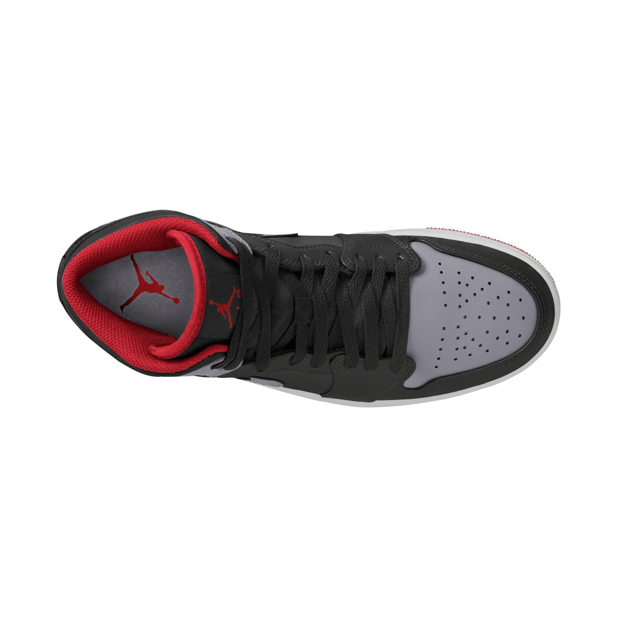 Jordan 1 Mid "Black/Cement Grey/Fire Red/White" Men's Shoe - BLACK/GREY/RED Thumbnail View 8