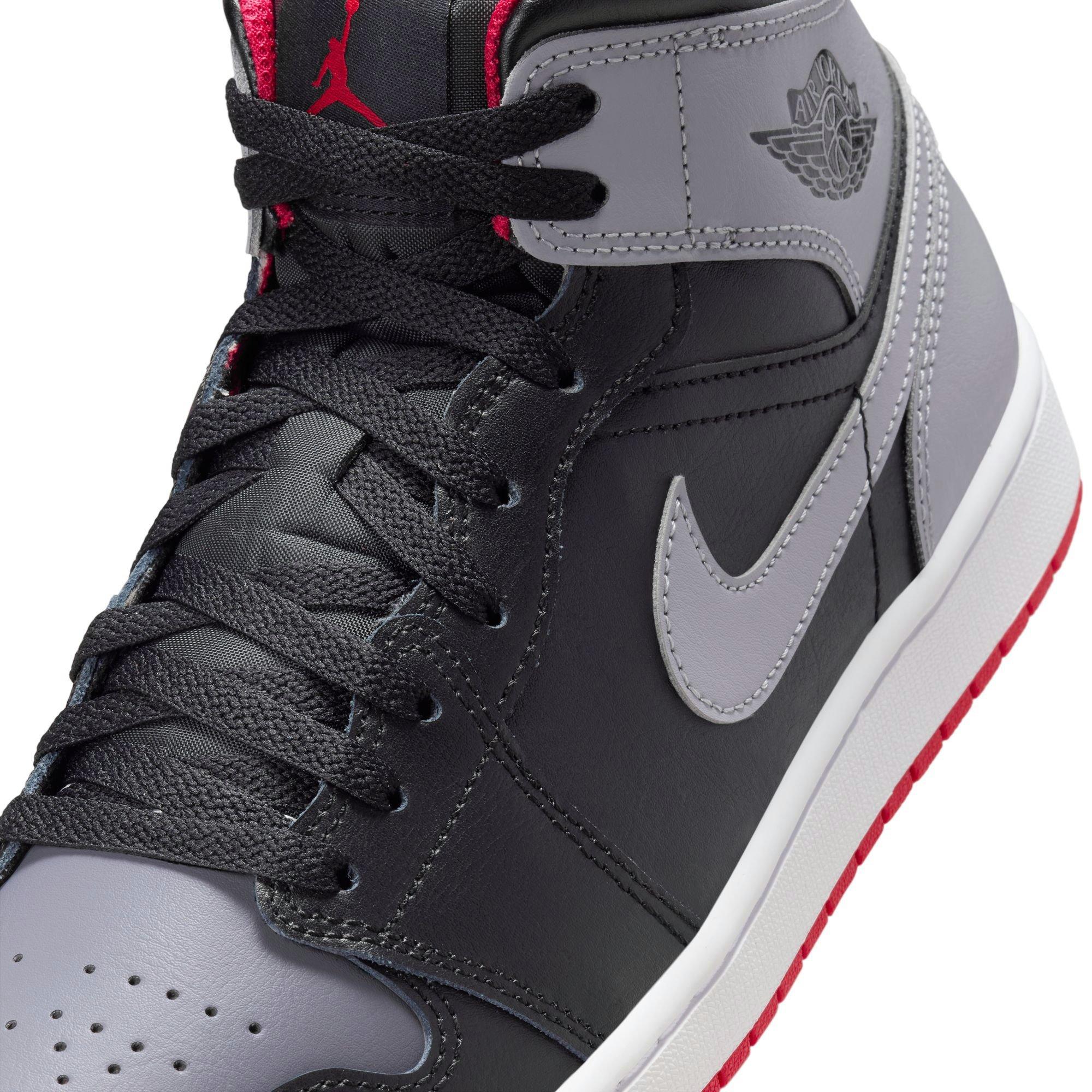 Jordan 1 Mid "Black/Cement Grey/Fire Red/White" Men's Shoe - BLACK/GREY/RED Thumbnail View 10