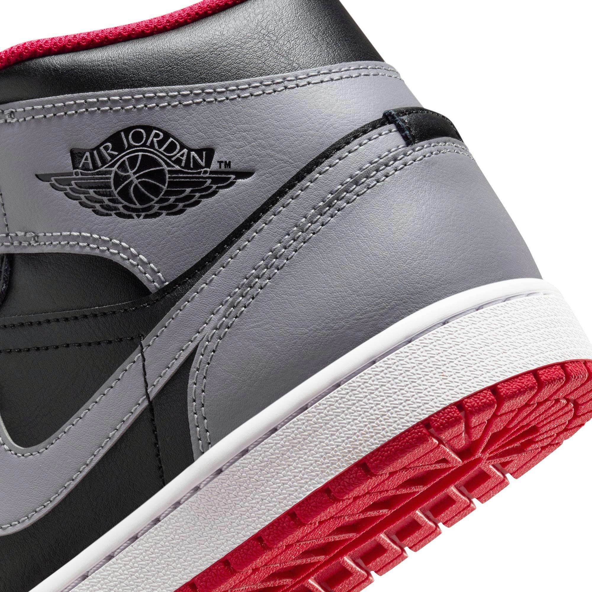 Jordan 1 Mid "Black/Cement Grey/Fire Red/White" Men's Shoe - BLACK/GREY/RED Thumbnail View 11
