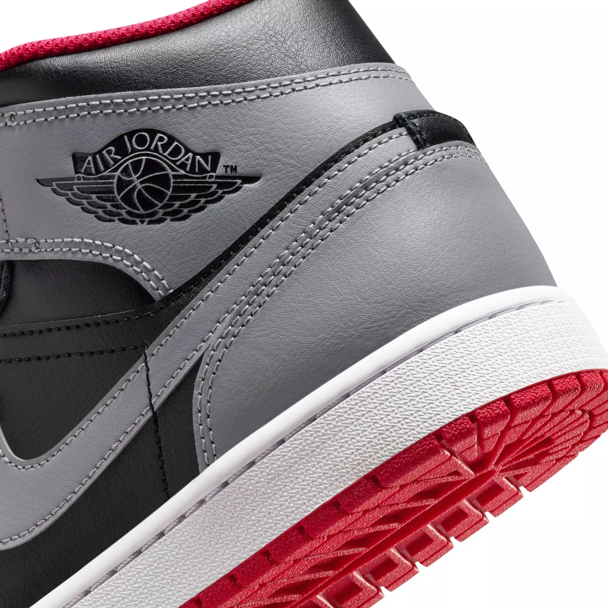 Jordan 1 Mid "Black/Cement Grey/Fire Red/White" Men's Shoe - BLACK/GREY/RED