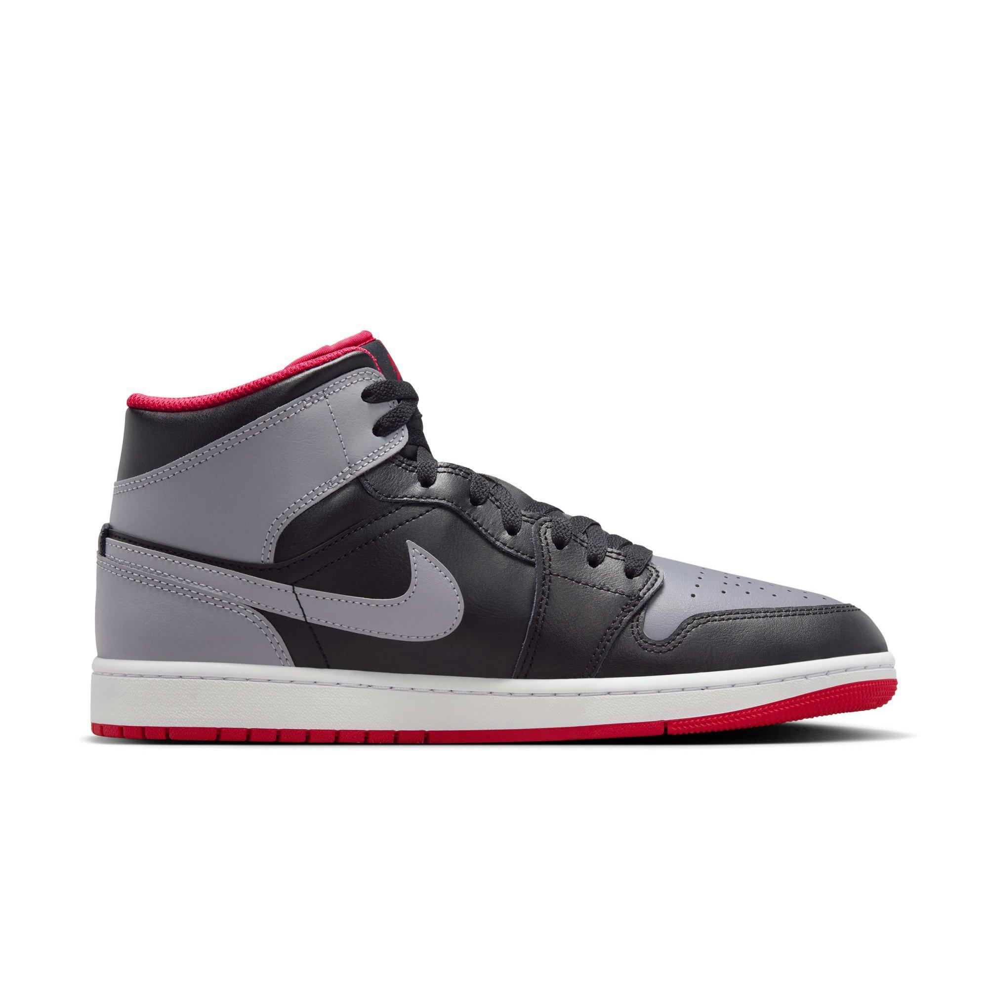 Jordan 1 Mid Black/Cement Grey/Fire Red/White Men's Shoe - Hibbett