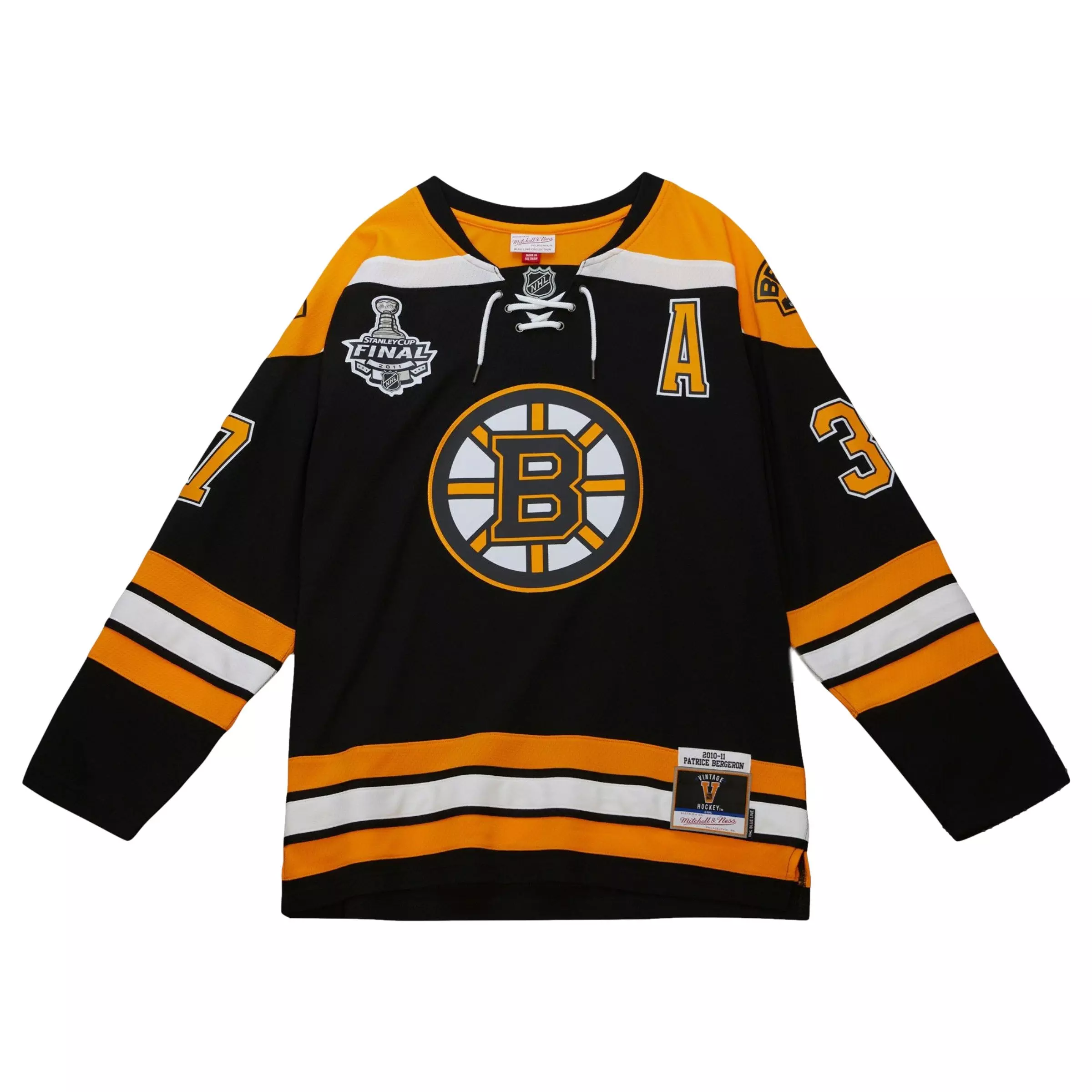 Mitchell & Ness Men's Boston Bruins Patrice Bergeron 2011 Stanley Cup Game Jersey-Black - BLACK
