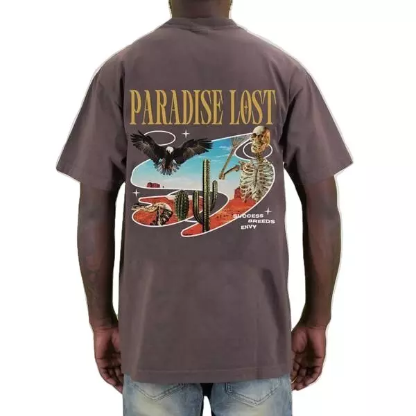 Paradise Lost Men's Flames Tee - Mocha - BROWN