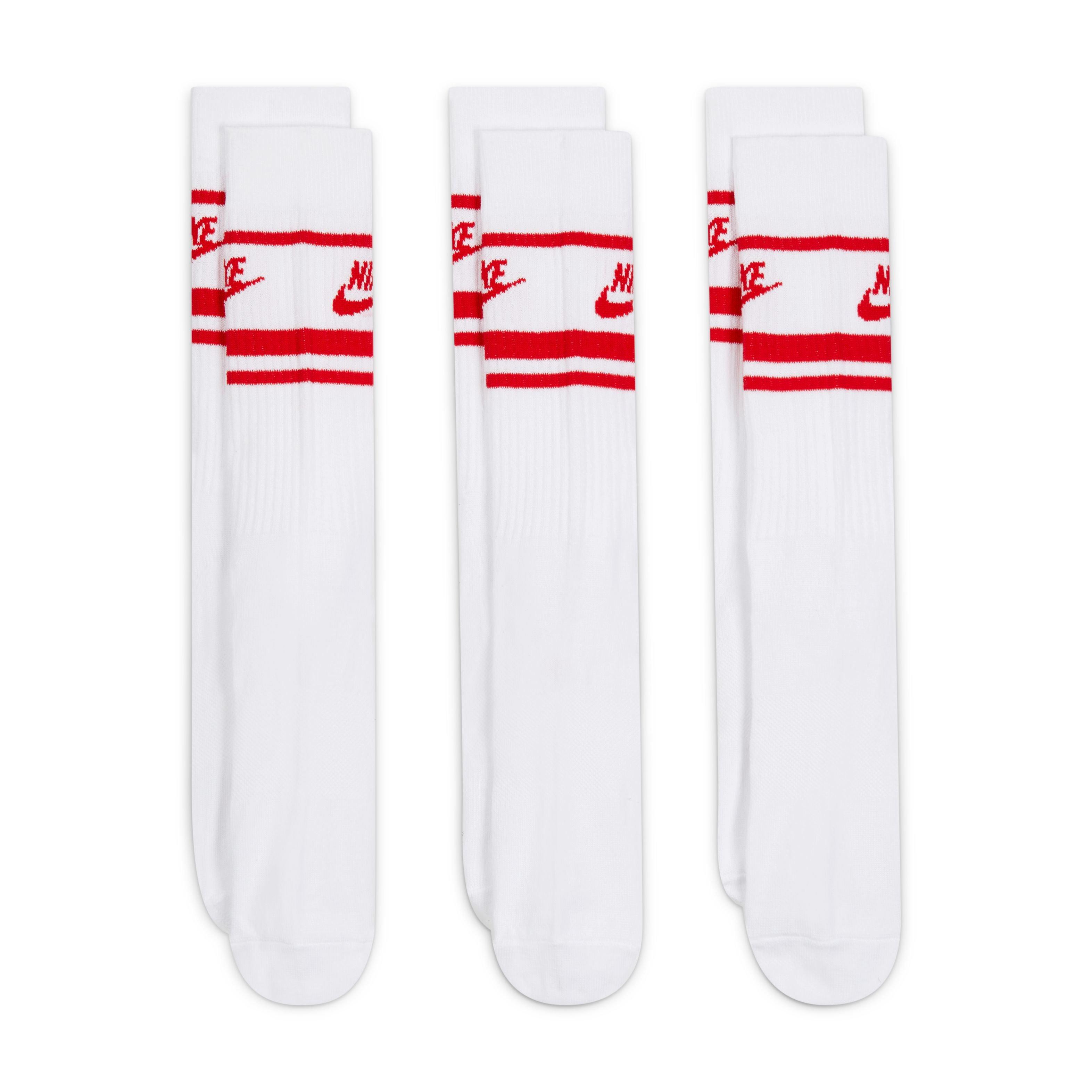 Nike Elite Unisex Crew Basketball Socks - White/Red - Hibbett