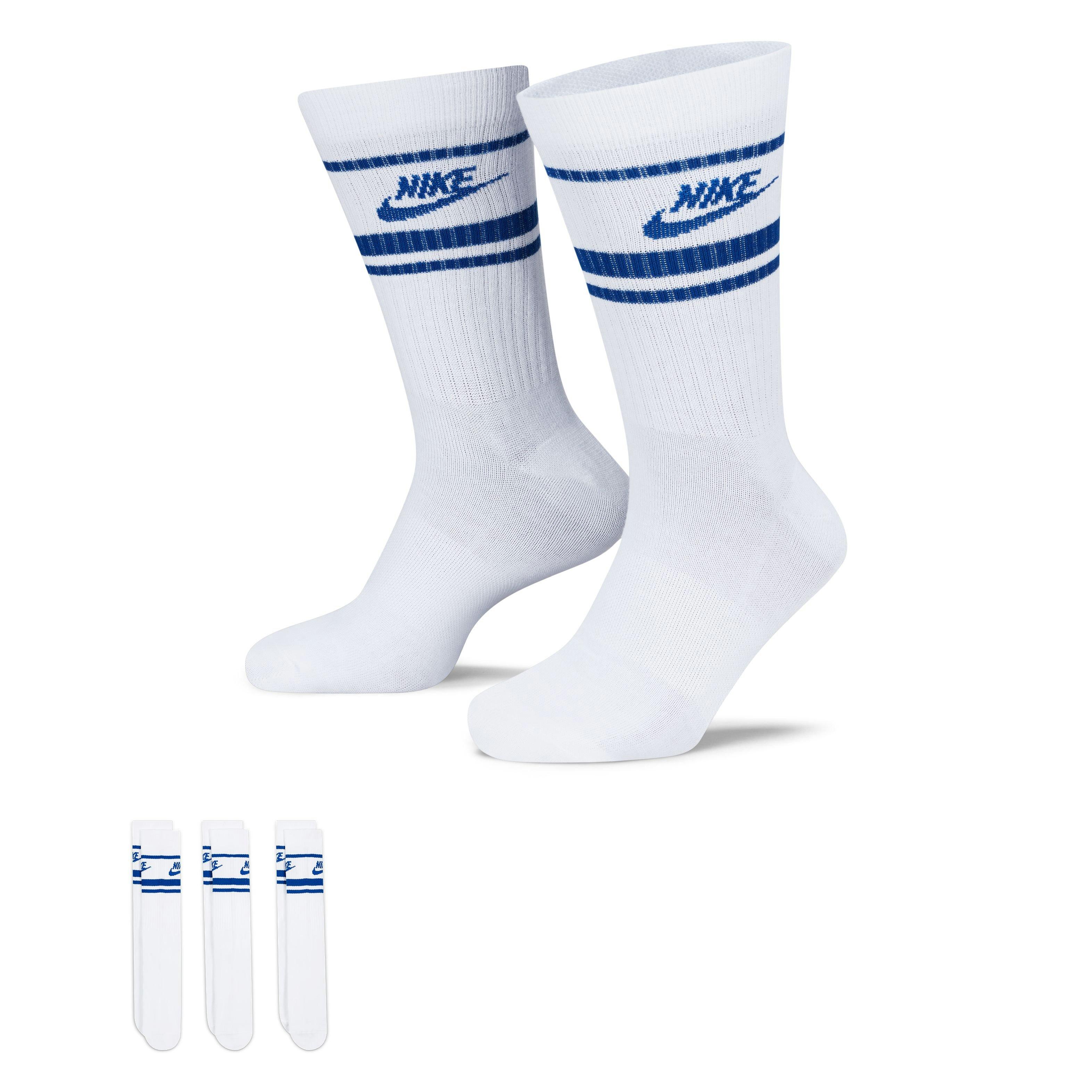 Nike Sportswear Essential Crew Socks - White/Blue - WHITE/BLUE