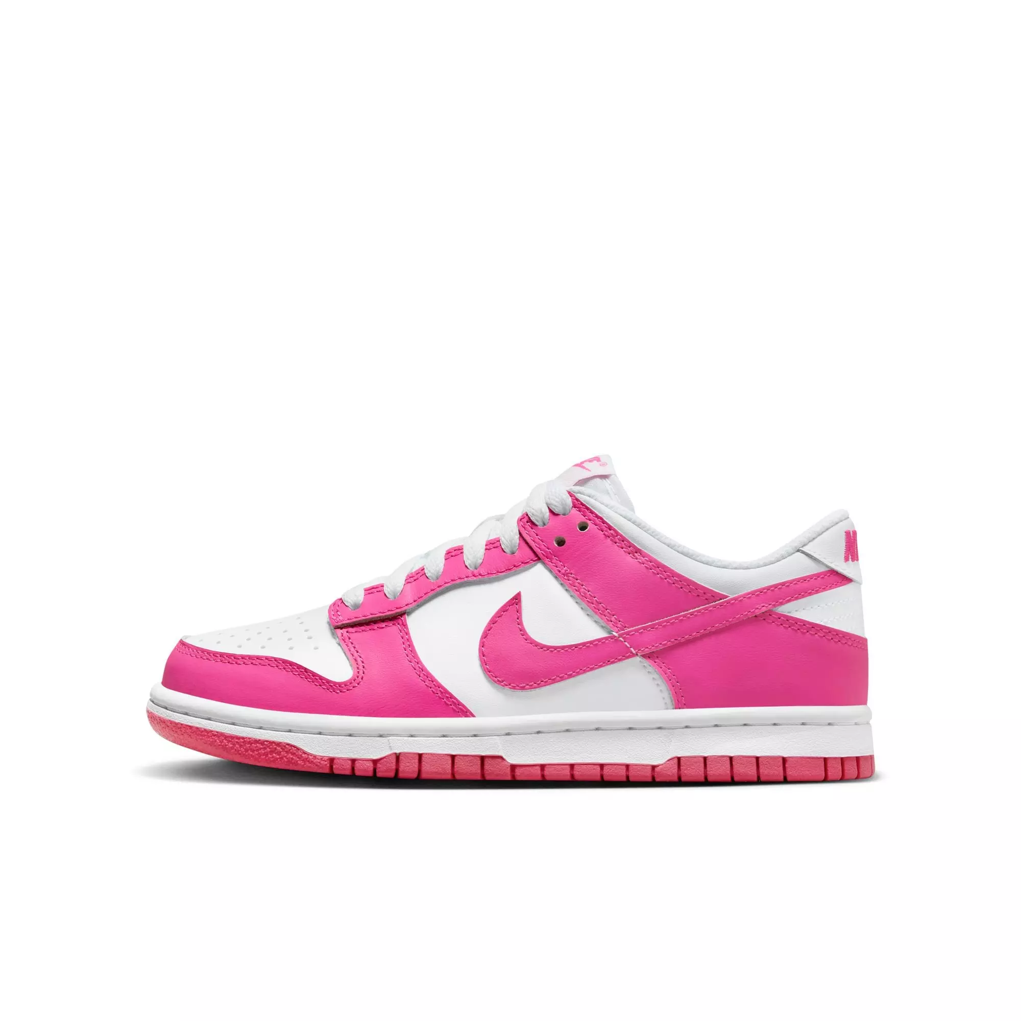 Nike Dunk Low "White/Laser Fuchsia" Grade School Girls' Shoe - WHITE/PINK