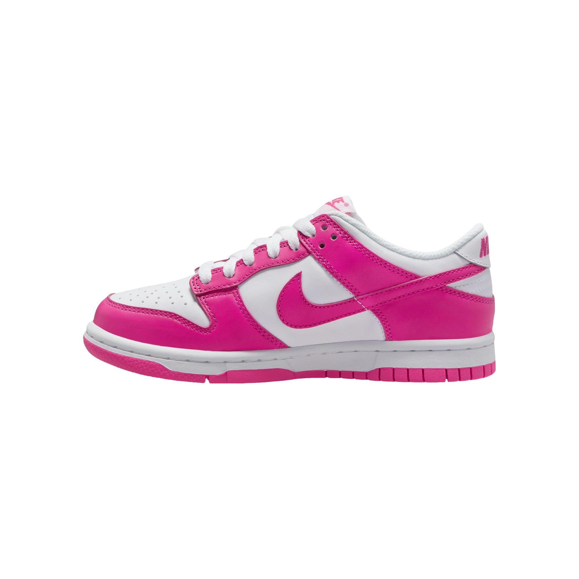 Nike Dunk Low Grade School Girls' "White/Laser Fuchsia" Shoe