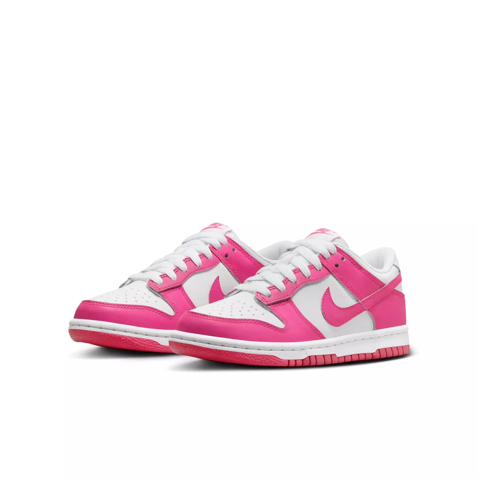 Nike Dunk Low "White/Laser Fuchsia" Grade School Girls' Shoe - WHITE/PINK