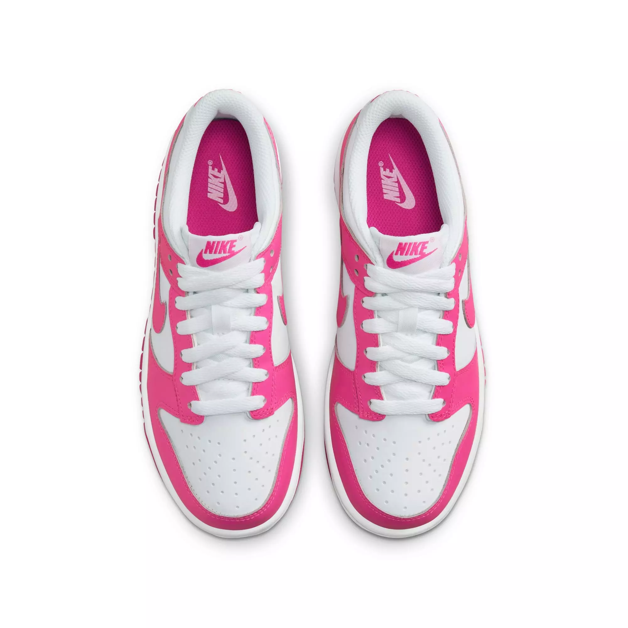 Nike Dunk Low "White/Laser Fuchsia" Grade School Girls' Shoe - WHITE/PINK