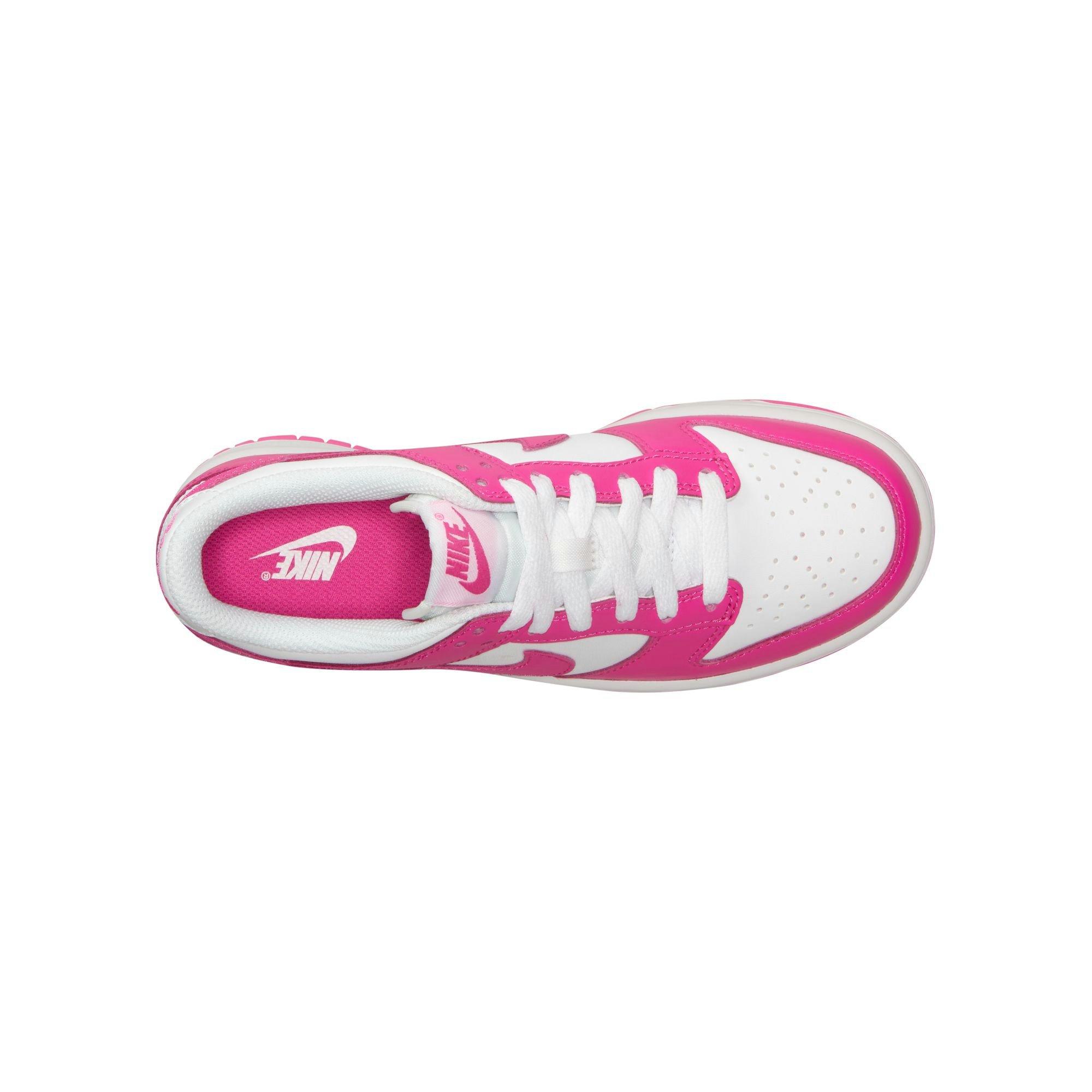 Nike Dunk Low Grade School Girls' "White/Laser Fuchsia" Shoe