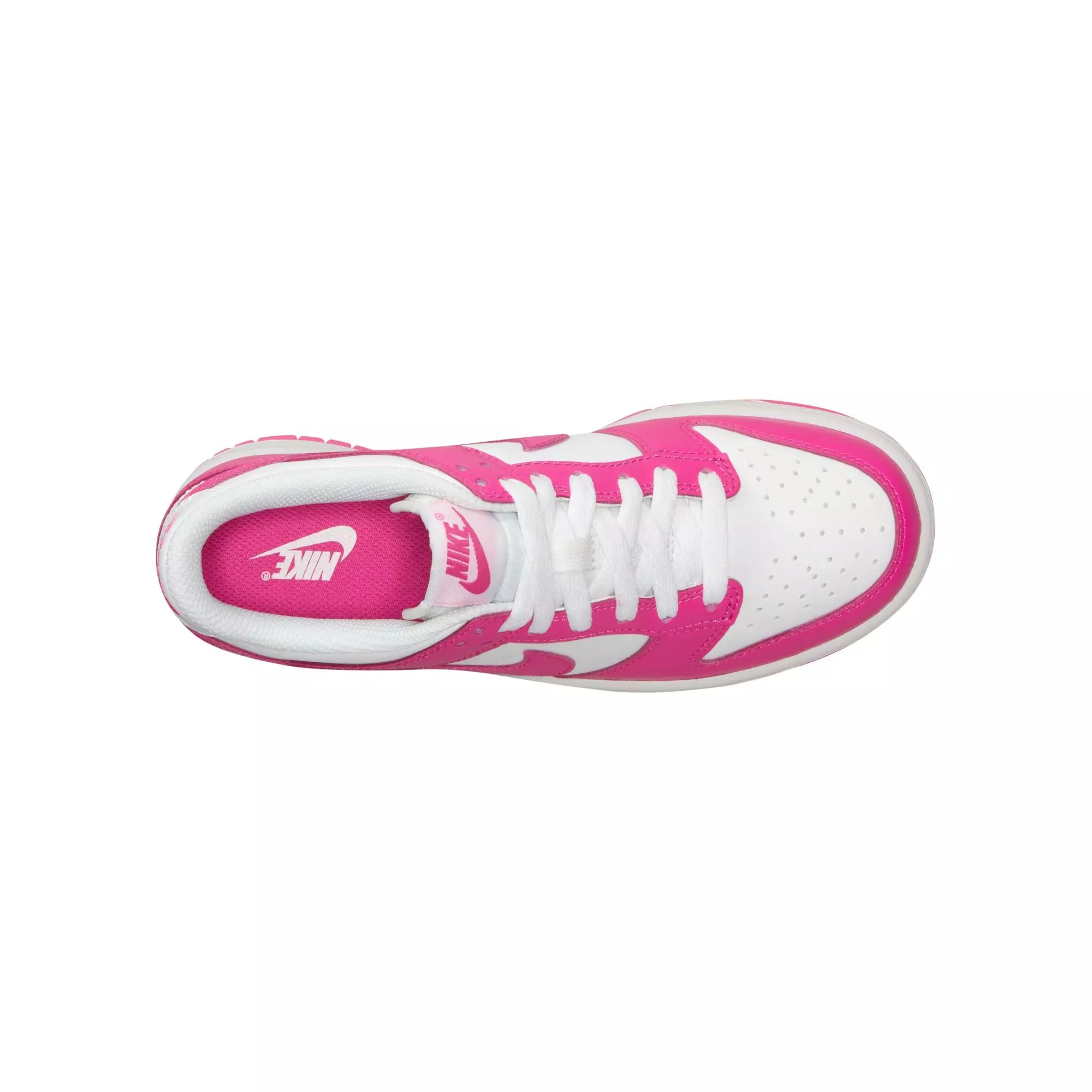 Nike Dunk Low "White/Laser Fuchsia" Grade School Girls' Shoe - WHITE/PINK