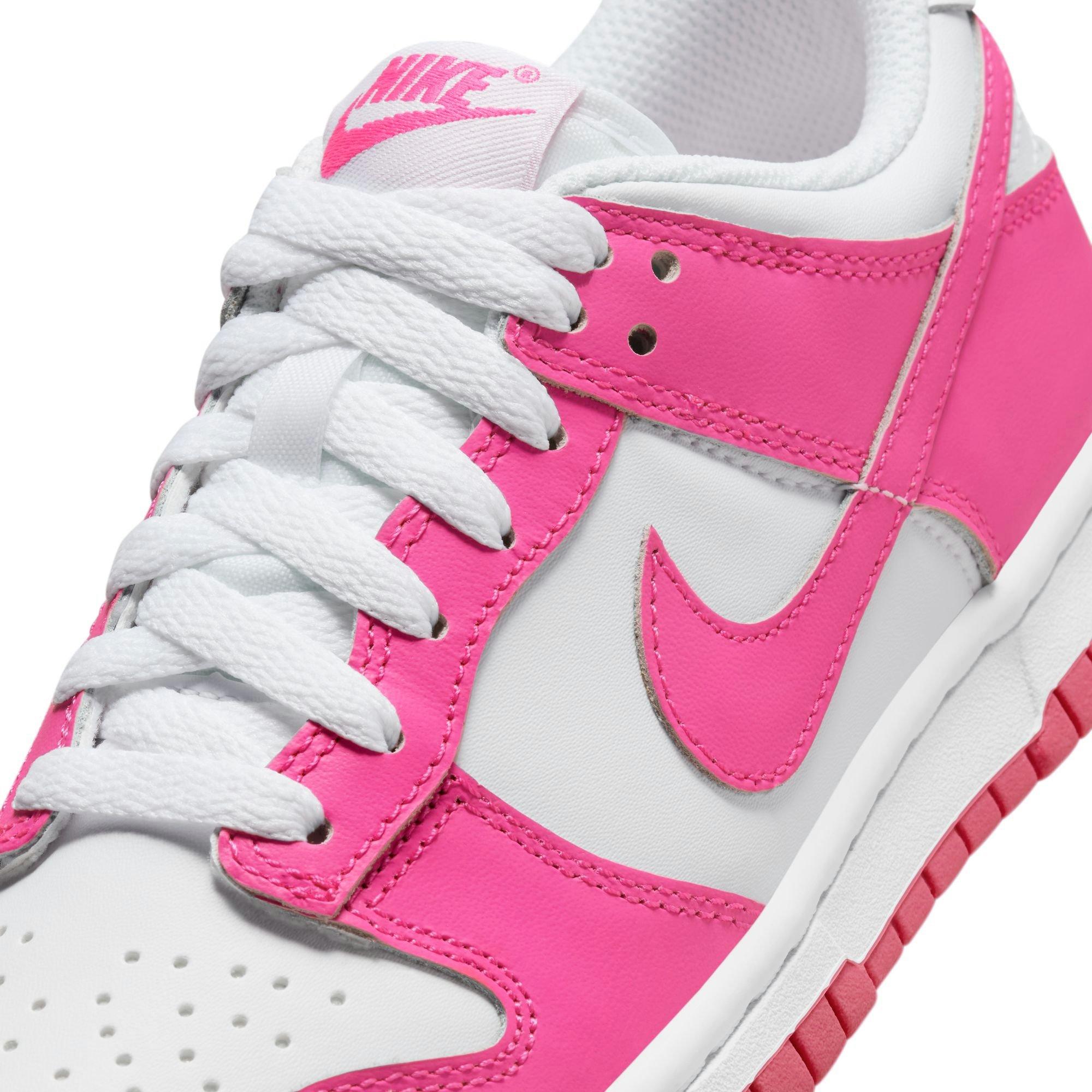 Nike Dunk Low Grade School Girls' "White/Laser Fuchsia" Shoe