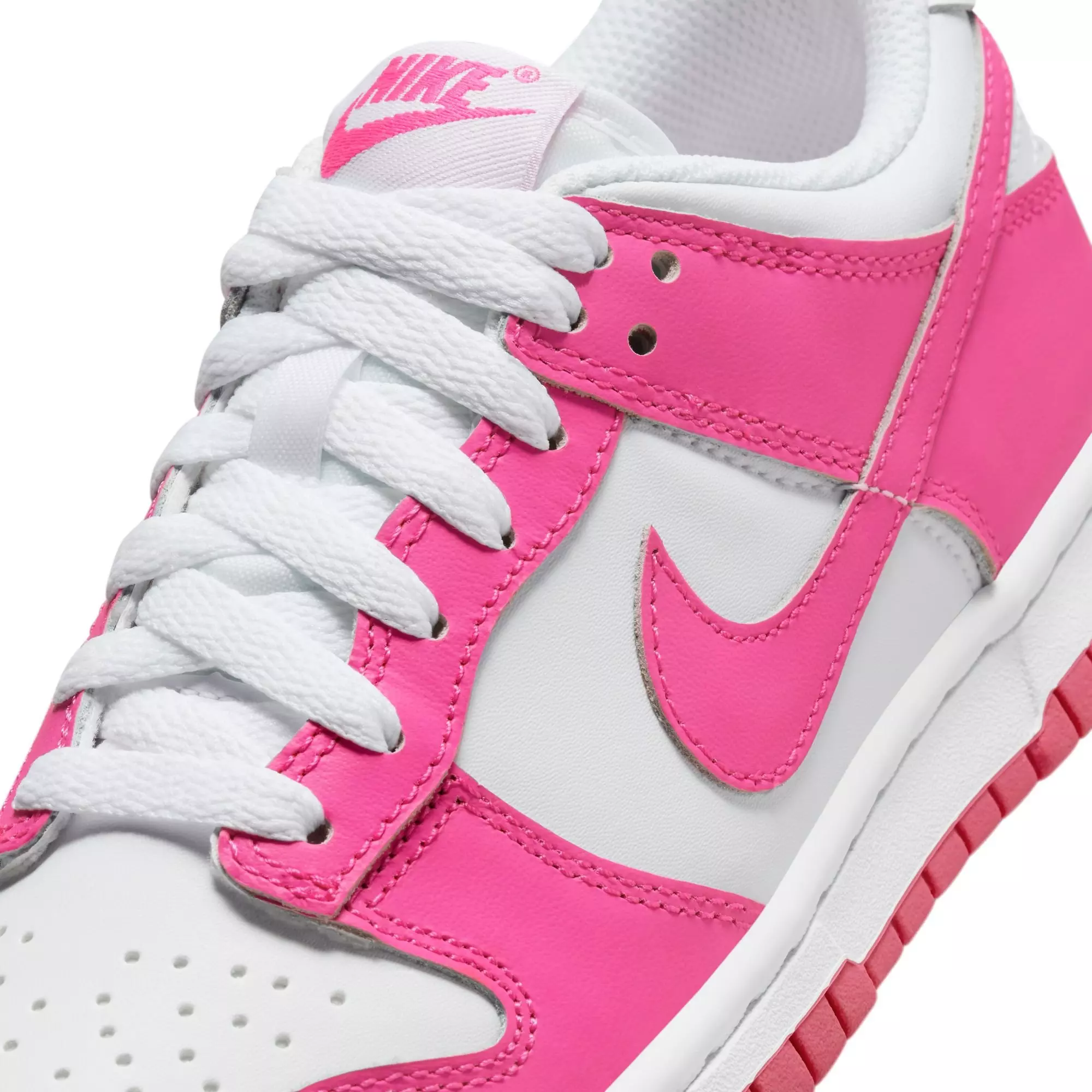 Nike Dunk Low "White/Laser Fuchsia" Grade School Girls' Shoe - WHITE/PINK