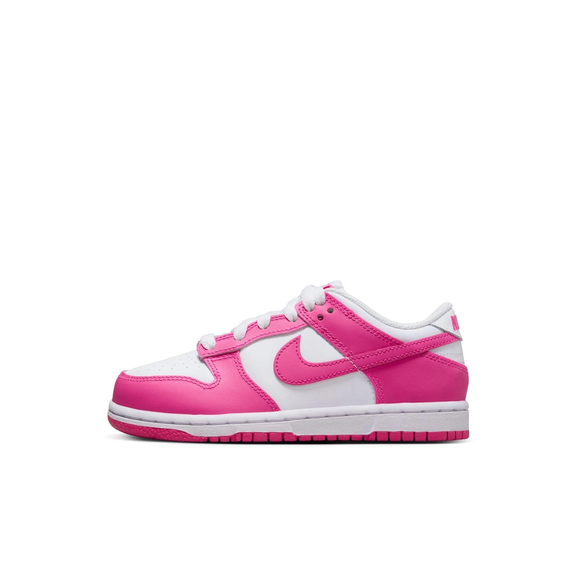 Nike Dunk Low Preschool Girls' "White/Laser Fuchsia" Shoe