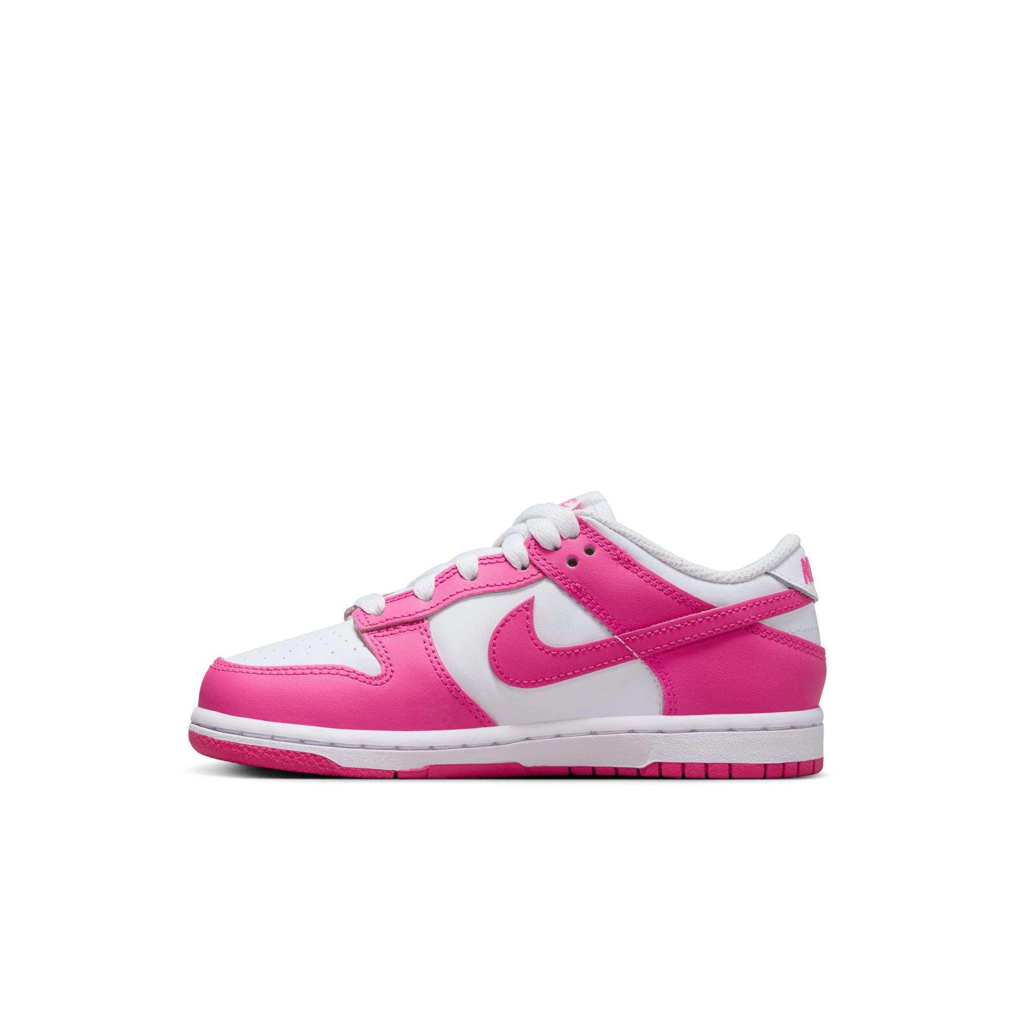 Nike Dunk Low Preschool Girls' "White/Laser Fuchsia" Shoe