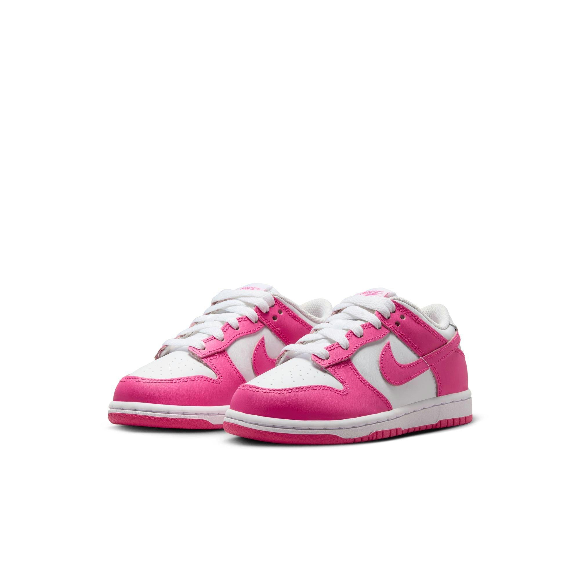 Nike Dunk Low Preschool Girls' "White/Laser Fuchsia" Shoe