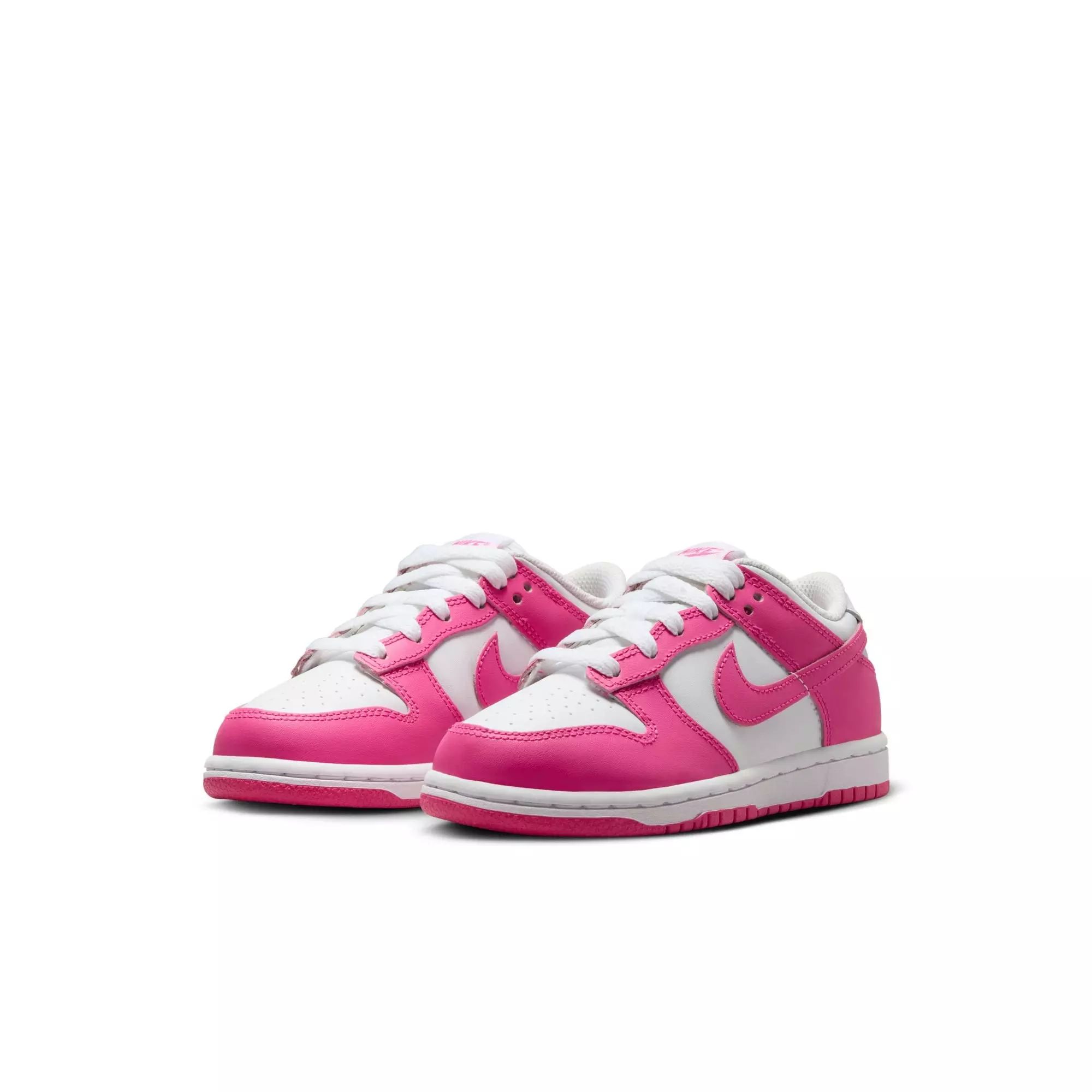 Nike Dunk Low "White/Laser Fuchsia" Preschool Girls' Shoe