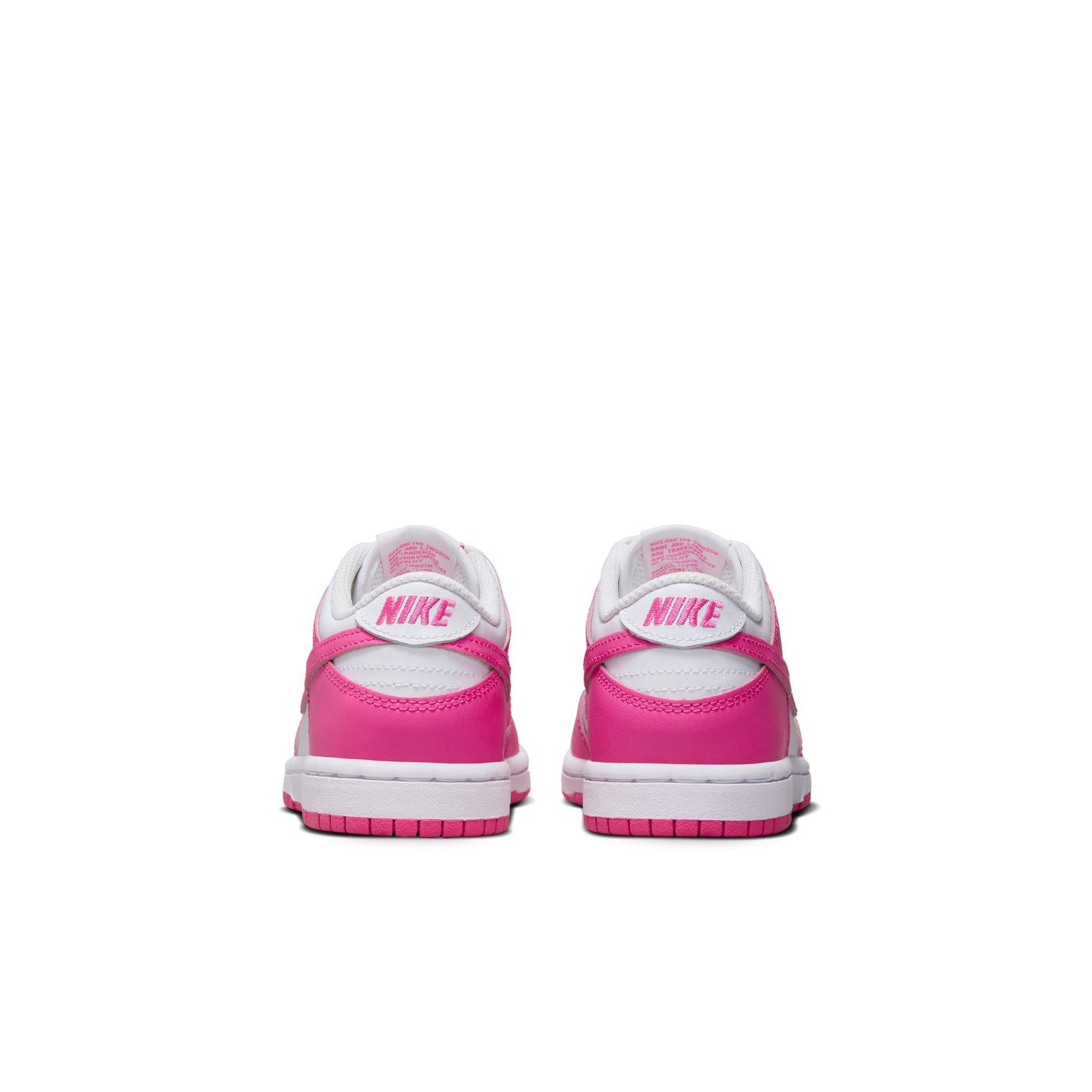 Nike Dunk Low Preschool Girls' "White/Laser Fuchsia" Shoe