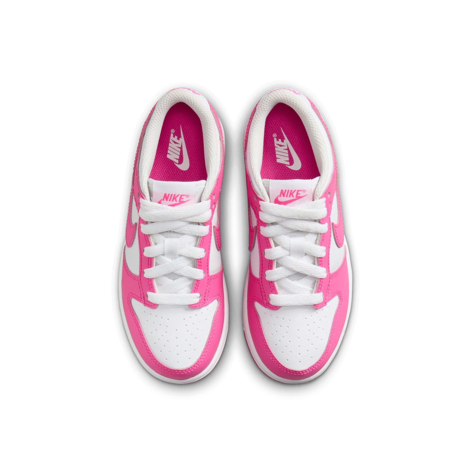 Nike Dunk Low Preschool Girls' "White/Laser Fuchsia" Shoe