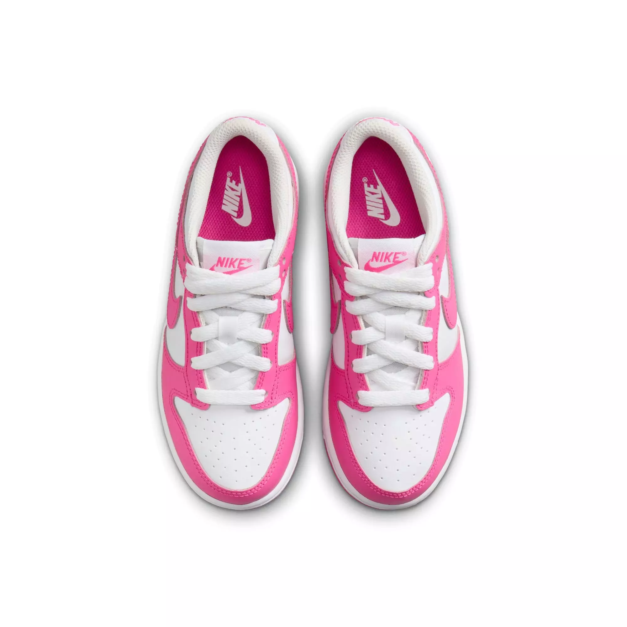 Nike Dunk Low "White/Laser Fuchsia" Preschool Girls' Shoe - WHITE/PINK