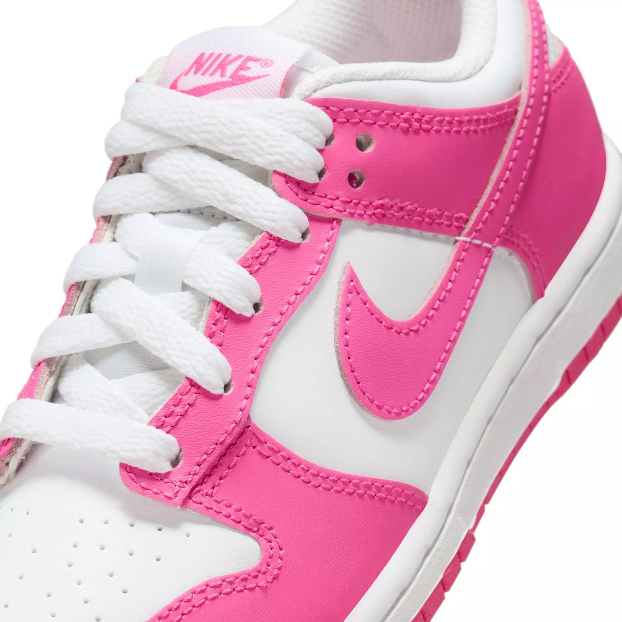 Nike Dunk Low "White/Laser Fuchsia" Preschool Girls' Shoe - WHITE/PINK